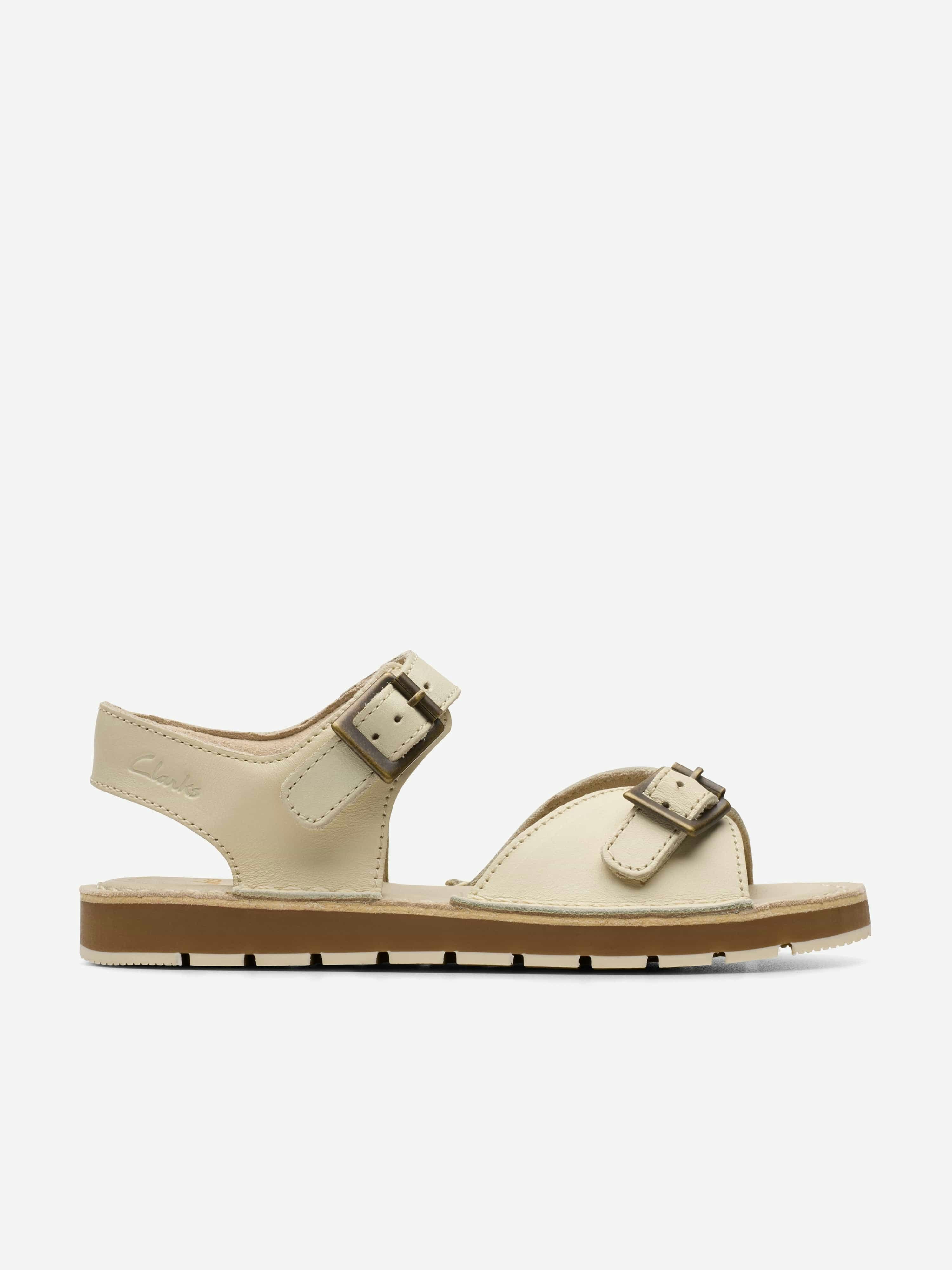Clarks Girls White Leather Play Sun Reef Sandals In - Eu 27 Uk 9
