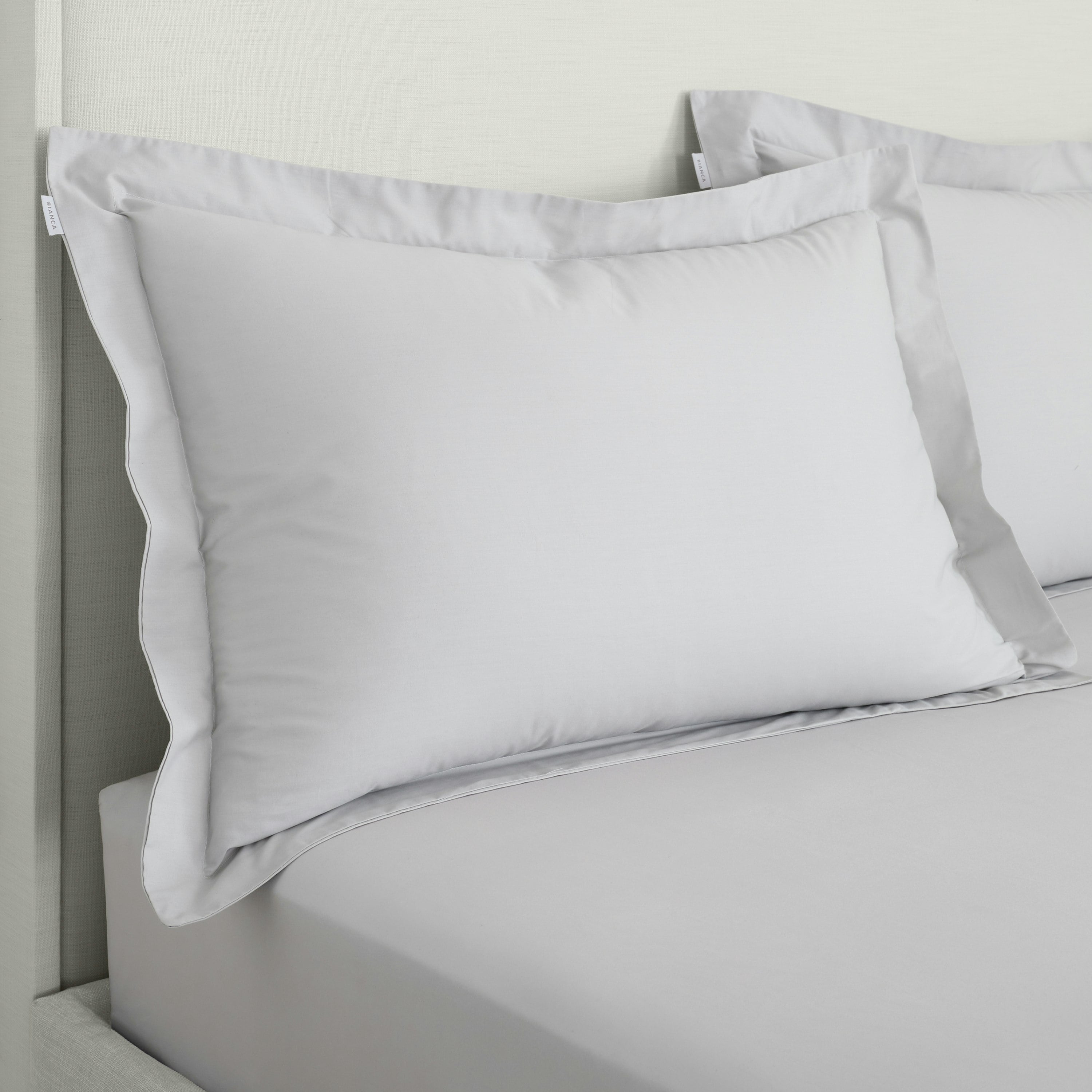 Bianca Grey 200 Thread Count Cotton Percale Oxford Pillowcase Pair - 50X75cm (X2)