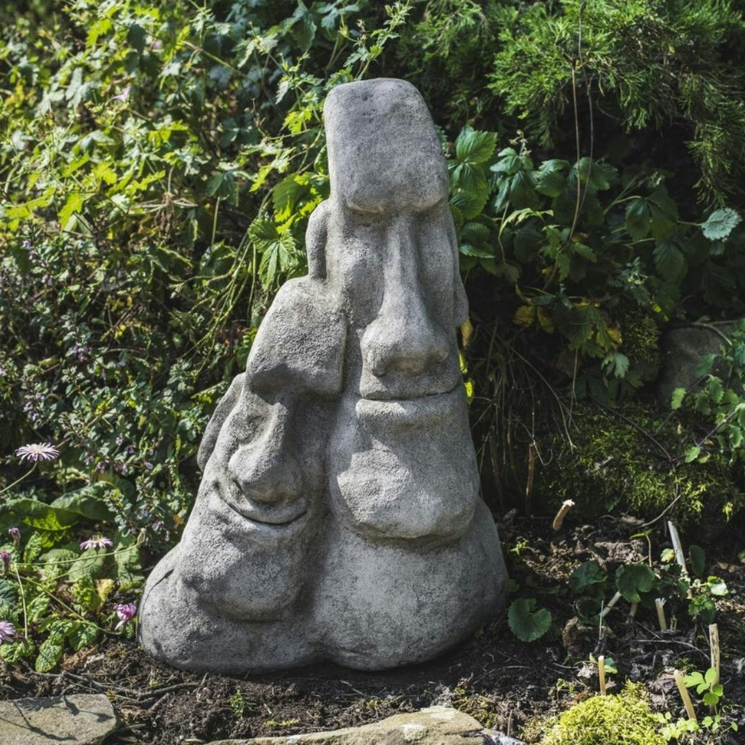 Rackhams Large 'Twin Easter' Island Moai Head Statue