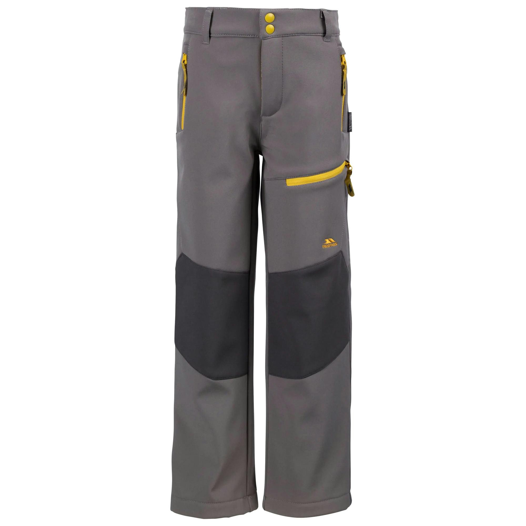 Trespass Grey/Yellow Childrens/Kids Hurry Hiking Trousers - Storm Sulphur - 5-6 Years - Storm Sulphur - 95% Polyester/5% Elastane