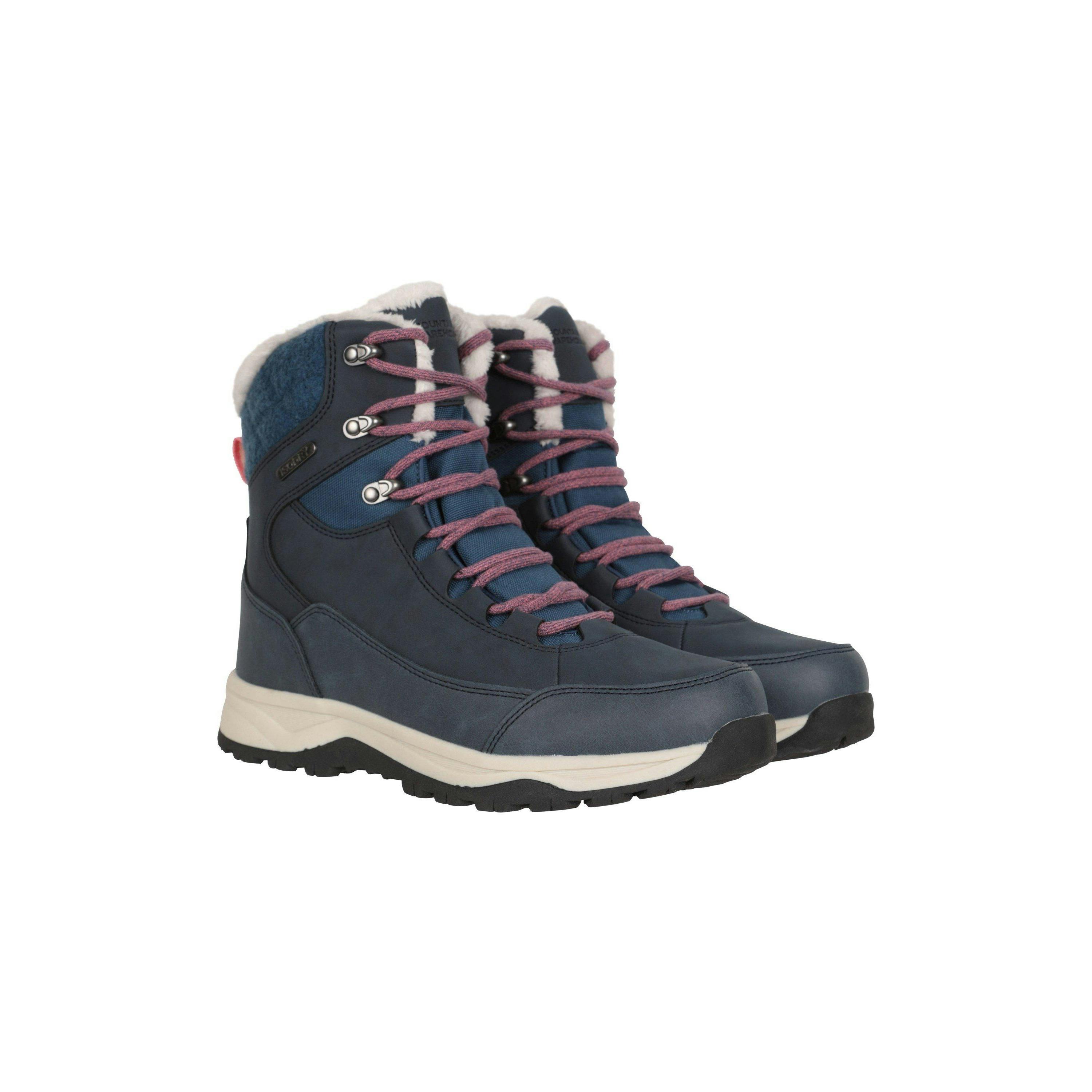 Mountain Warehouse Women's Tundra Leather Snow Boots - Navy - 5 Uk - Navy - 50% Synthetic/25% Leather/25% Textile