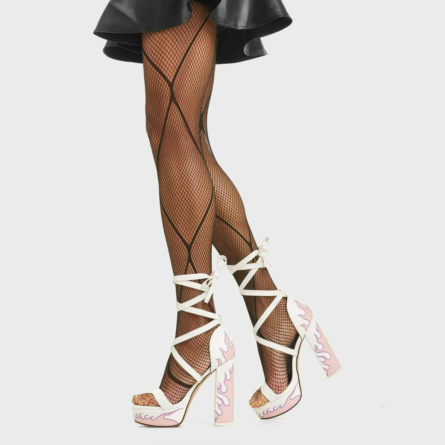 Lamoda White Blow Ya Mind Platform Sandals Pu Chunky Gothic High Heels - Uk6