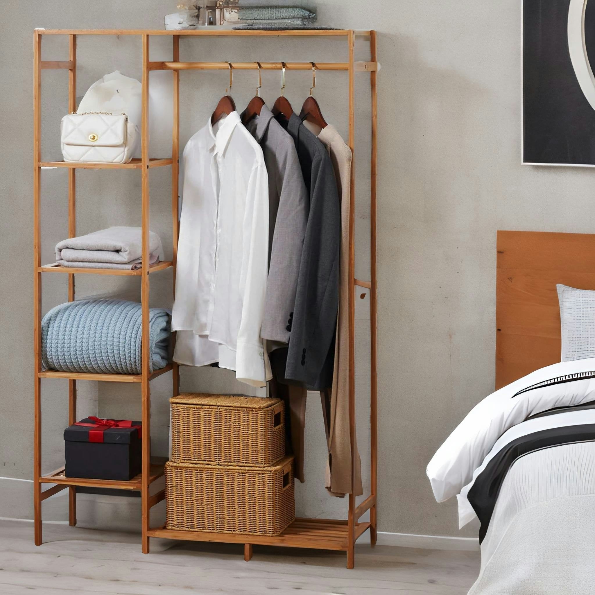 Bmbo Wooden 6 Tier Open Wardrobe