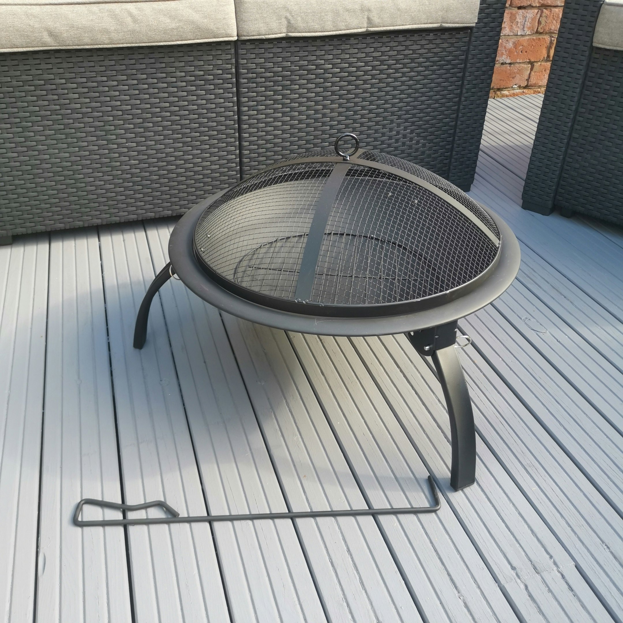 Rackhams Coal 51Cm Diameter Garden Log Burner Fire Pit Heater Bowl With Guard 51Cm X 44.5Cm
