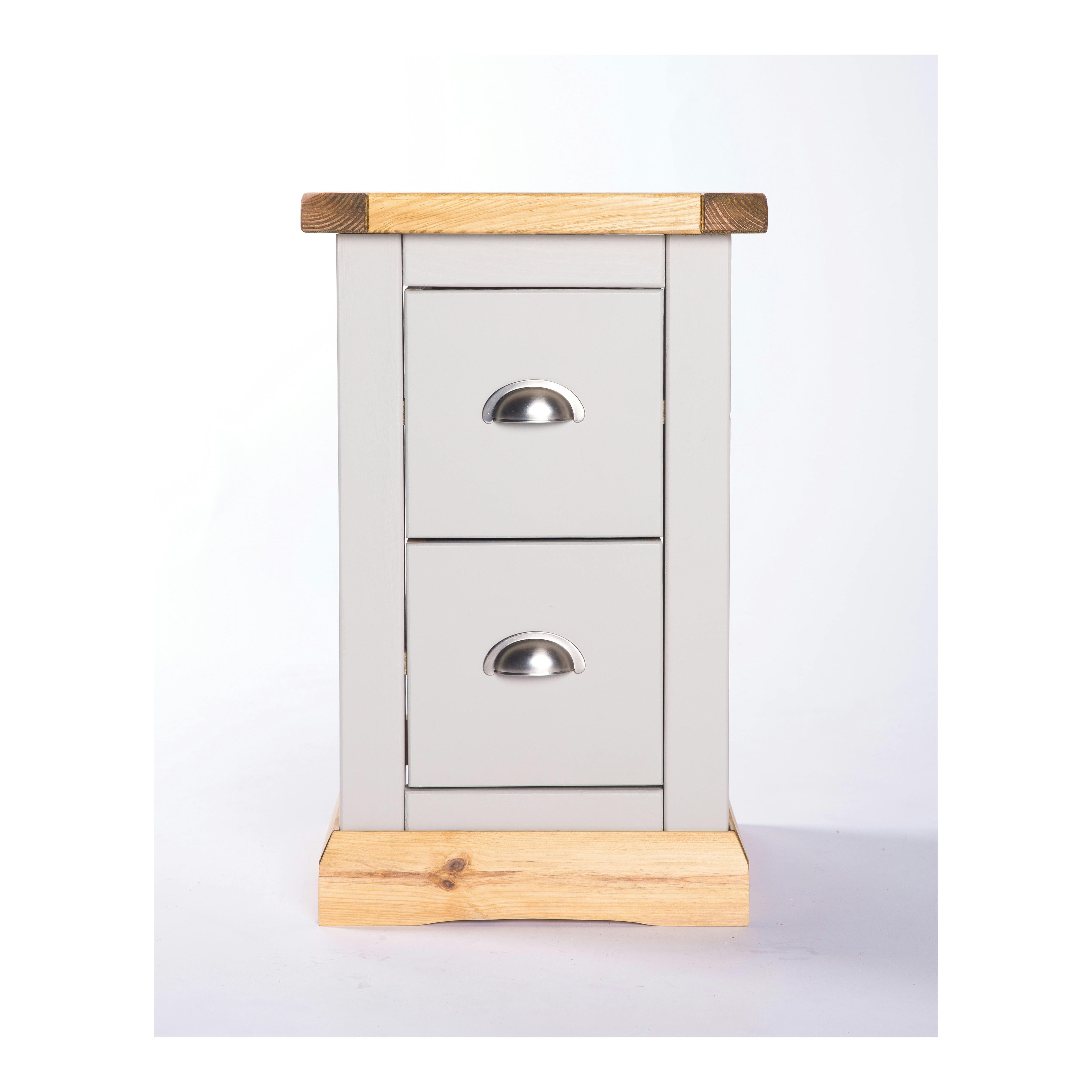 Cabinet Bits Light/Grey Bomporto 2 Drawer Petite Bedside Table