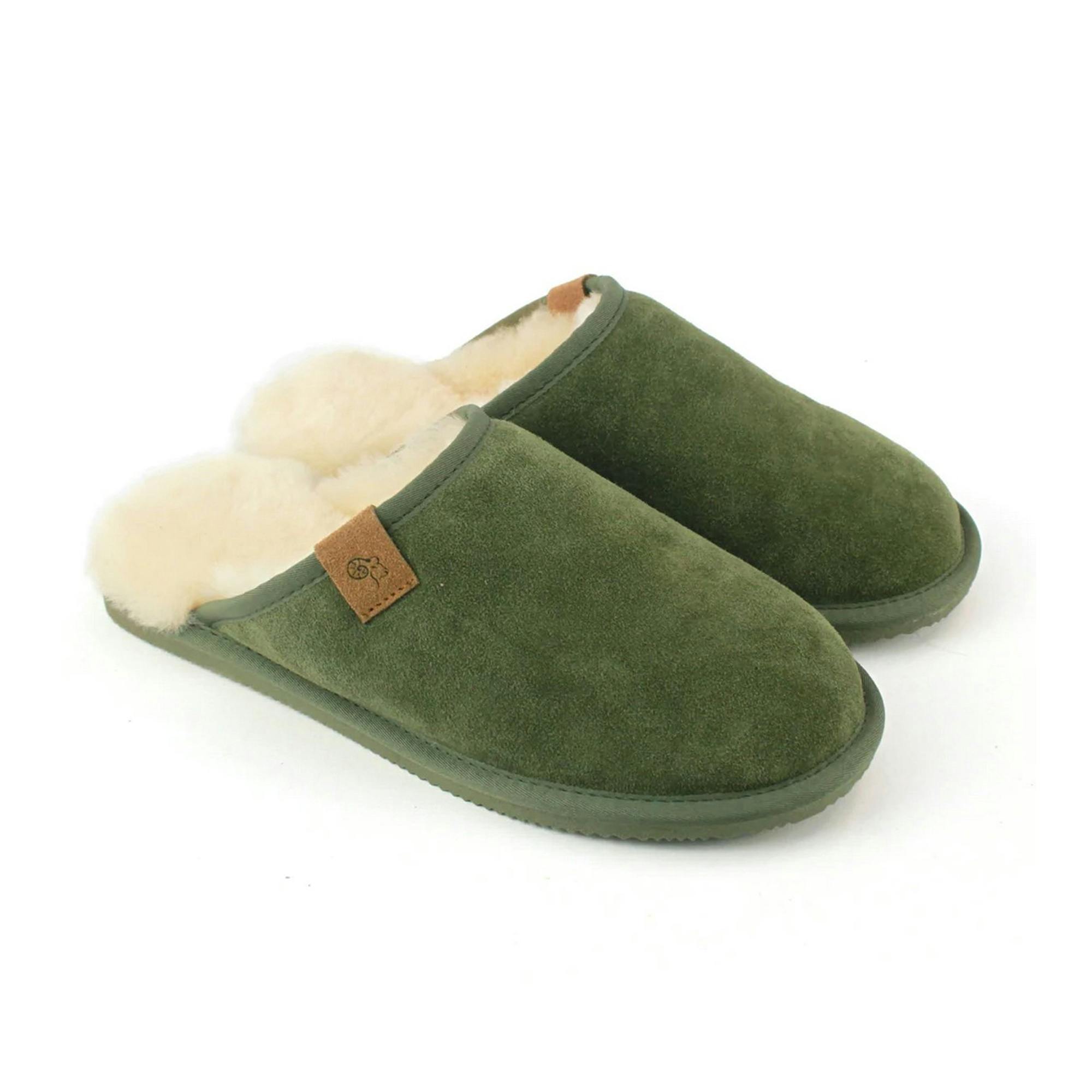 Eastern Counties Leather Men's Ellis Sheepskin Slippers - Olive - 10 Uk - Olive - 90% Suede/5% Eva/5% Sheepskin