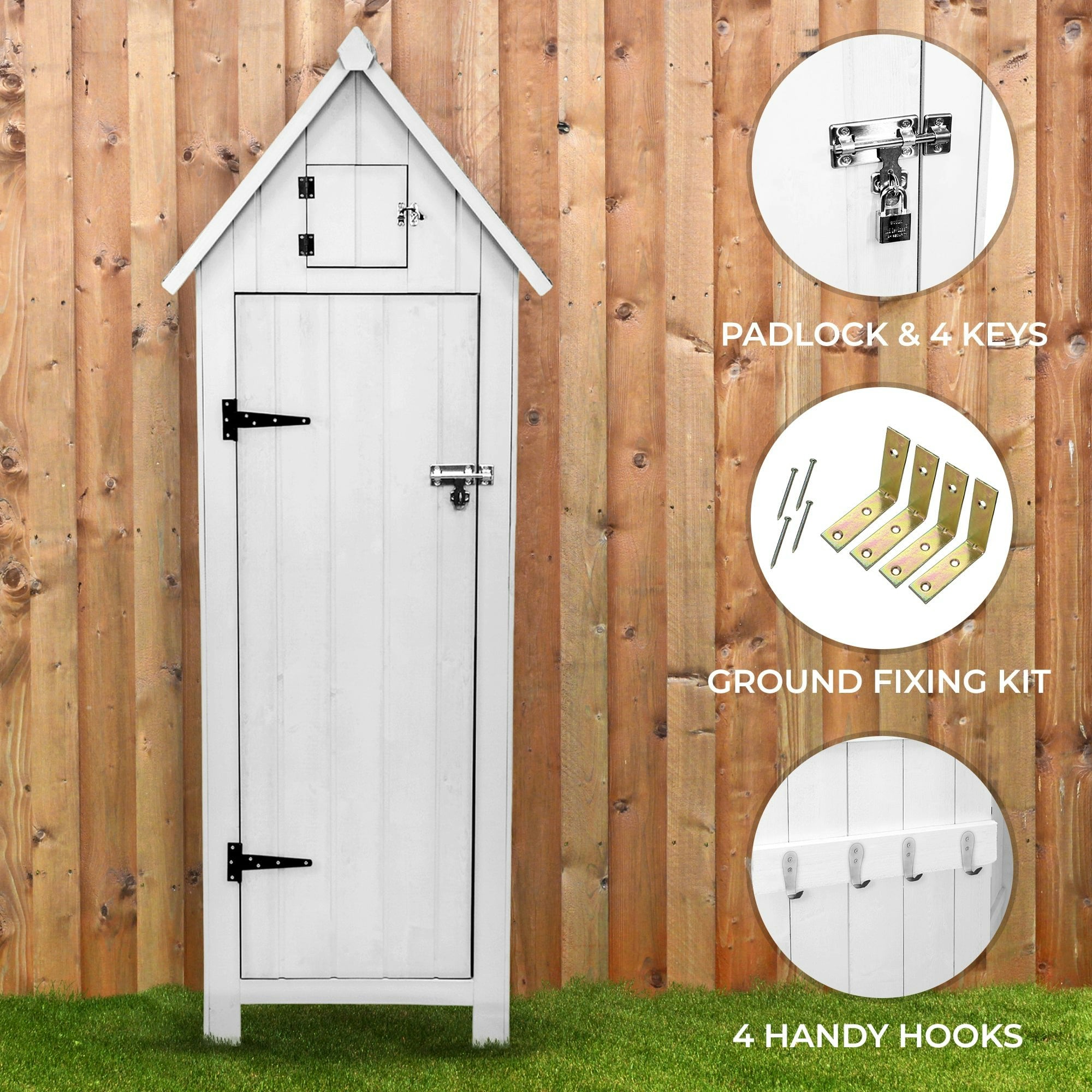 Rackhams White Wooden Garden Shed
