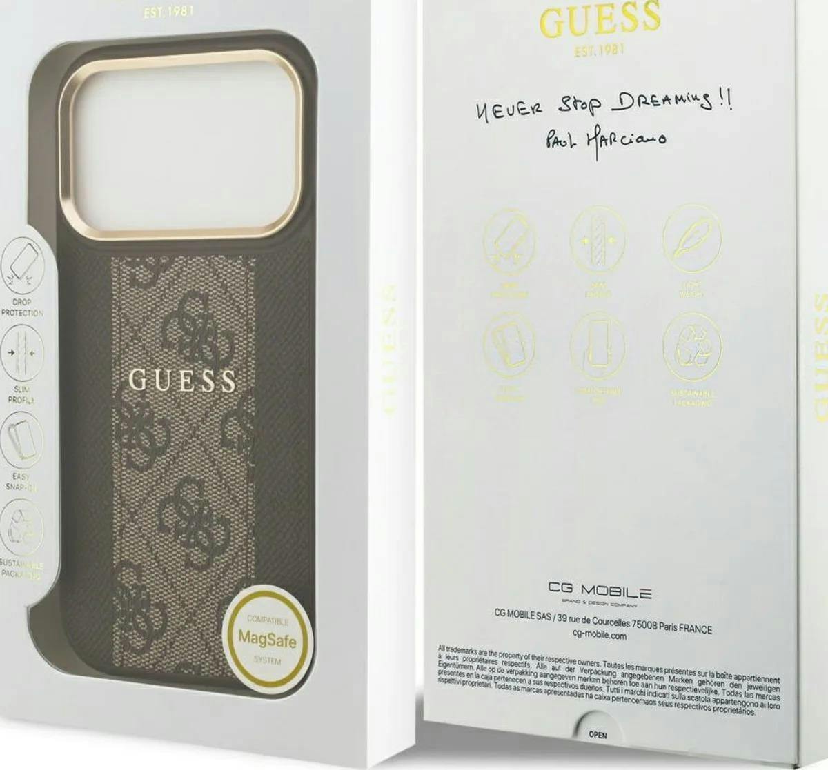 Guess Brown 4G Stripe Case With Magsafe For Iphone 17 Pro 6.3" - Guhmp17lpg4semcw