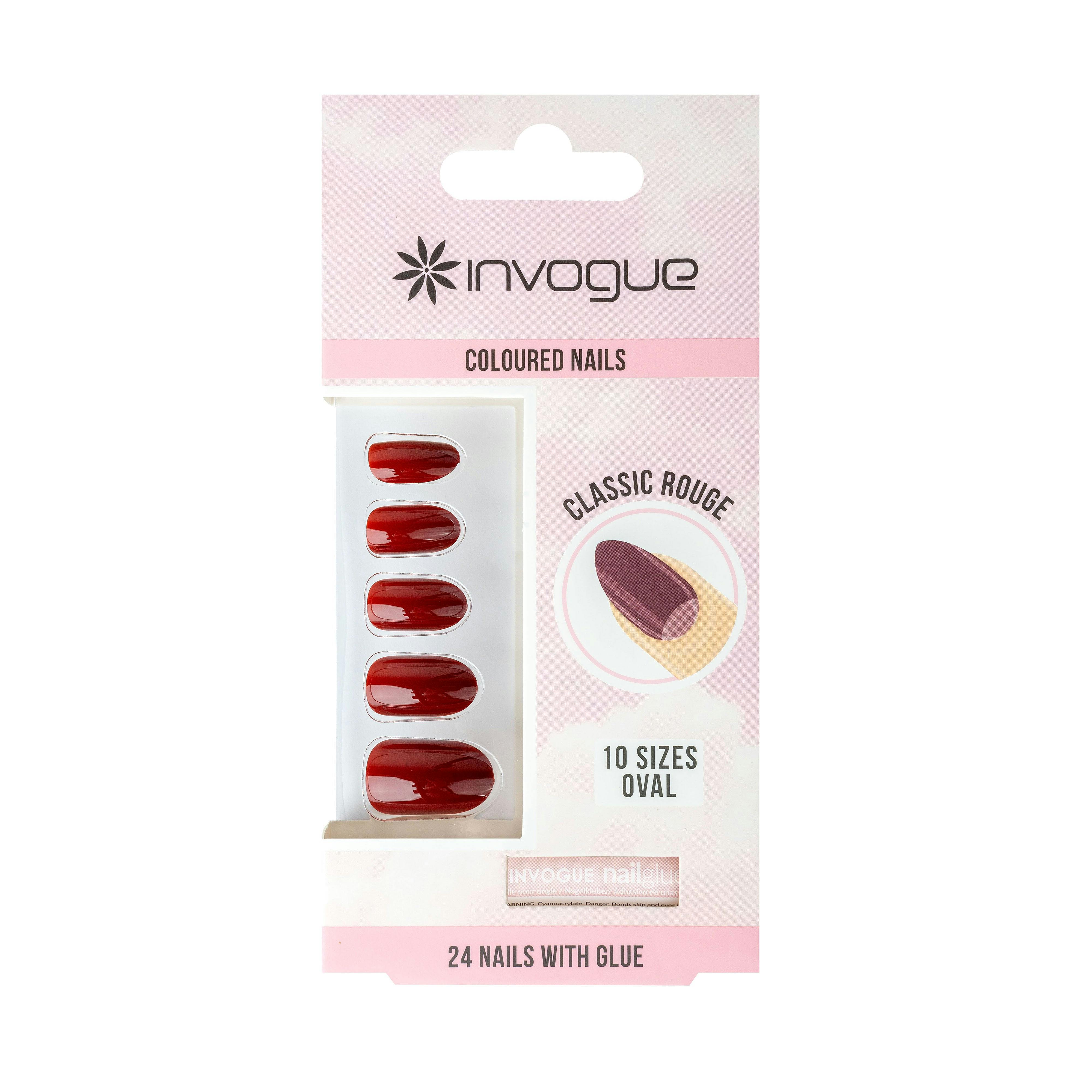 Invogue False Nails with Glue Included - Oval Medium Length - Classic Rouge - Image 3