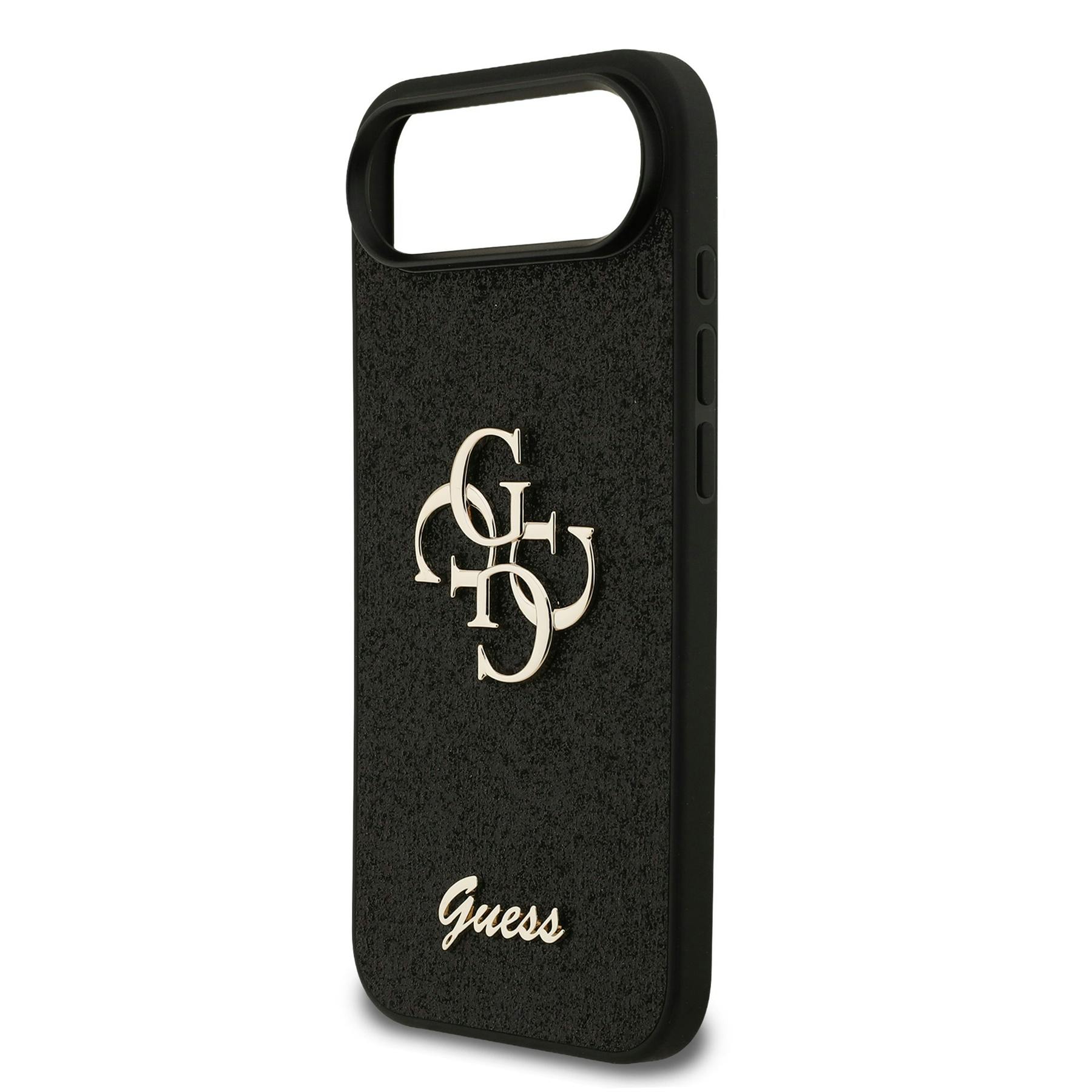 Guess Black Pu Fixed Glitter Big 4G Metal Logo Case For Iphone 17 Air 6.5" - Guhcp17mhg4sgk