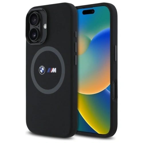 Bmw Black M Series Silicone Hardcase With Printed Ring Magsafe Case For Iphone 16 6.1" - Bmhmp16s23srok