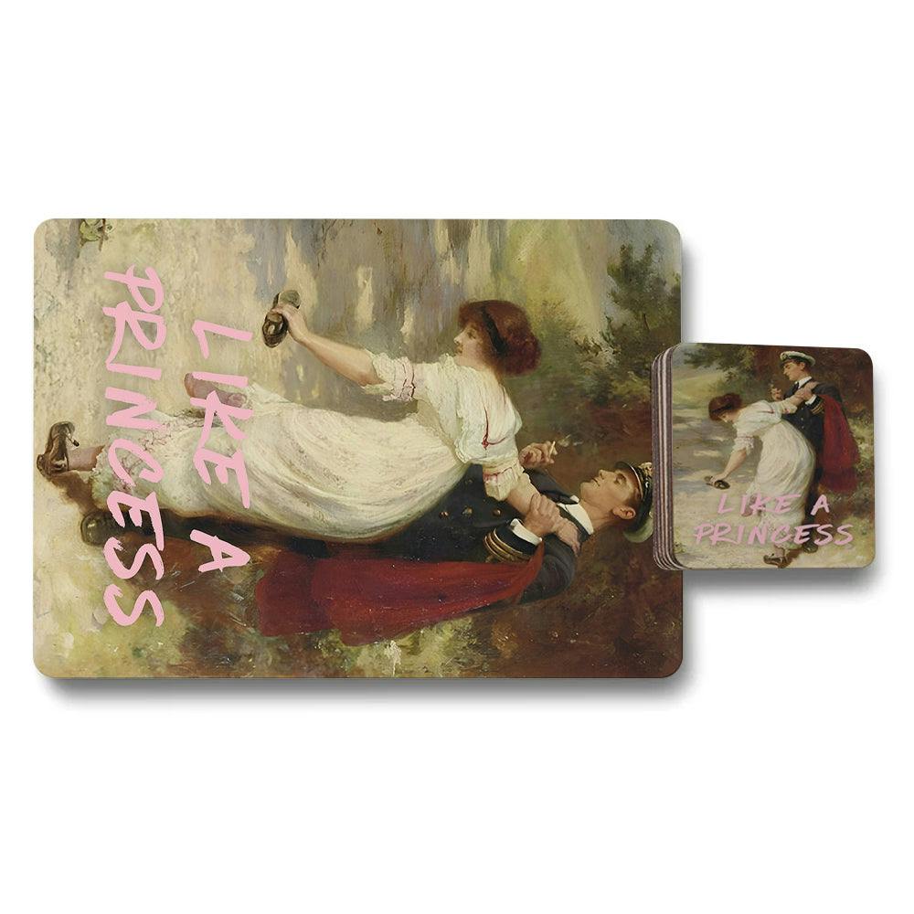 Rackhams Set Of 12 Placemats And Coasters With Designer Artwork And Wood Bottom