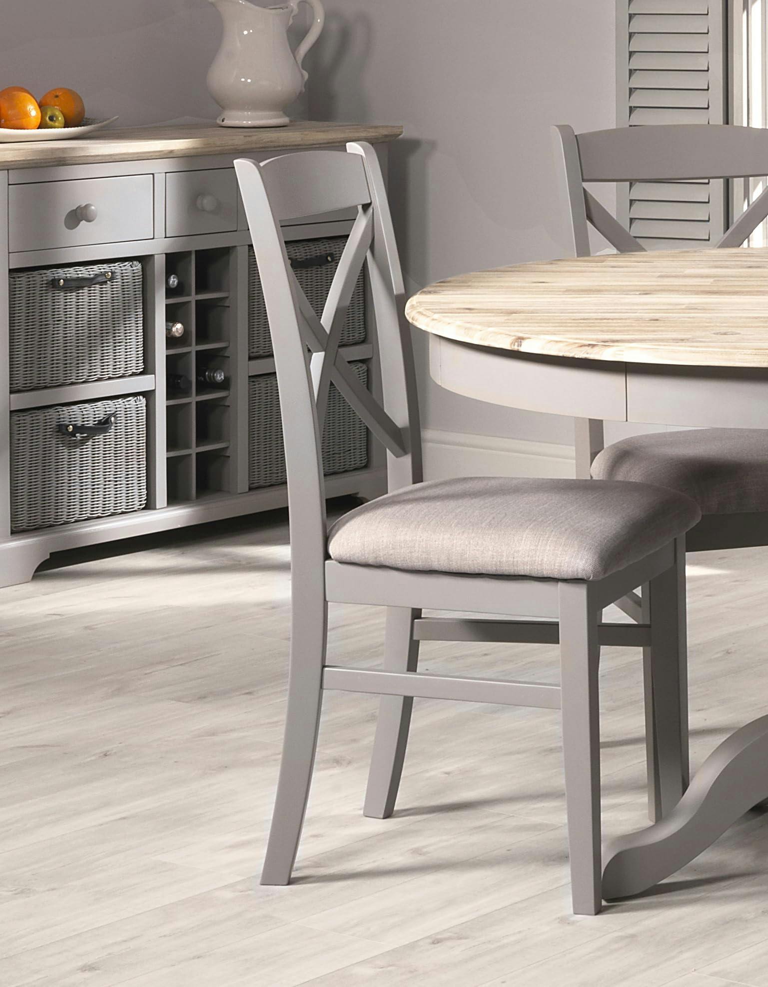 Statement Furniture Grey Florence Crossback Dining Chair With Upholstered Seat - Dove