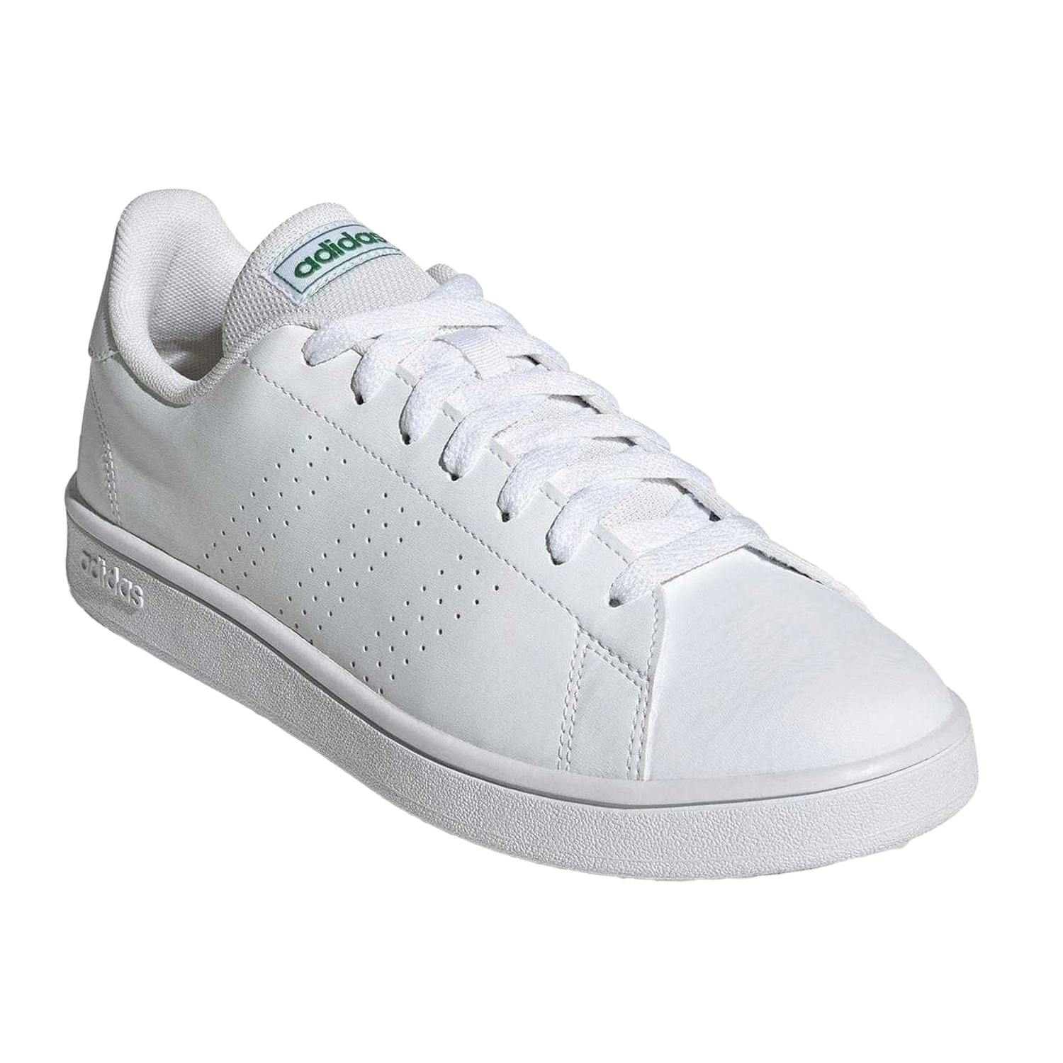 Adidas Men's White/Green Advantage Base Flat Trainers - 6.5 Uk - 100% Mixed
