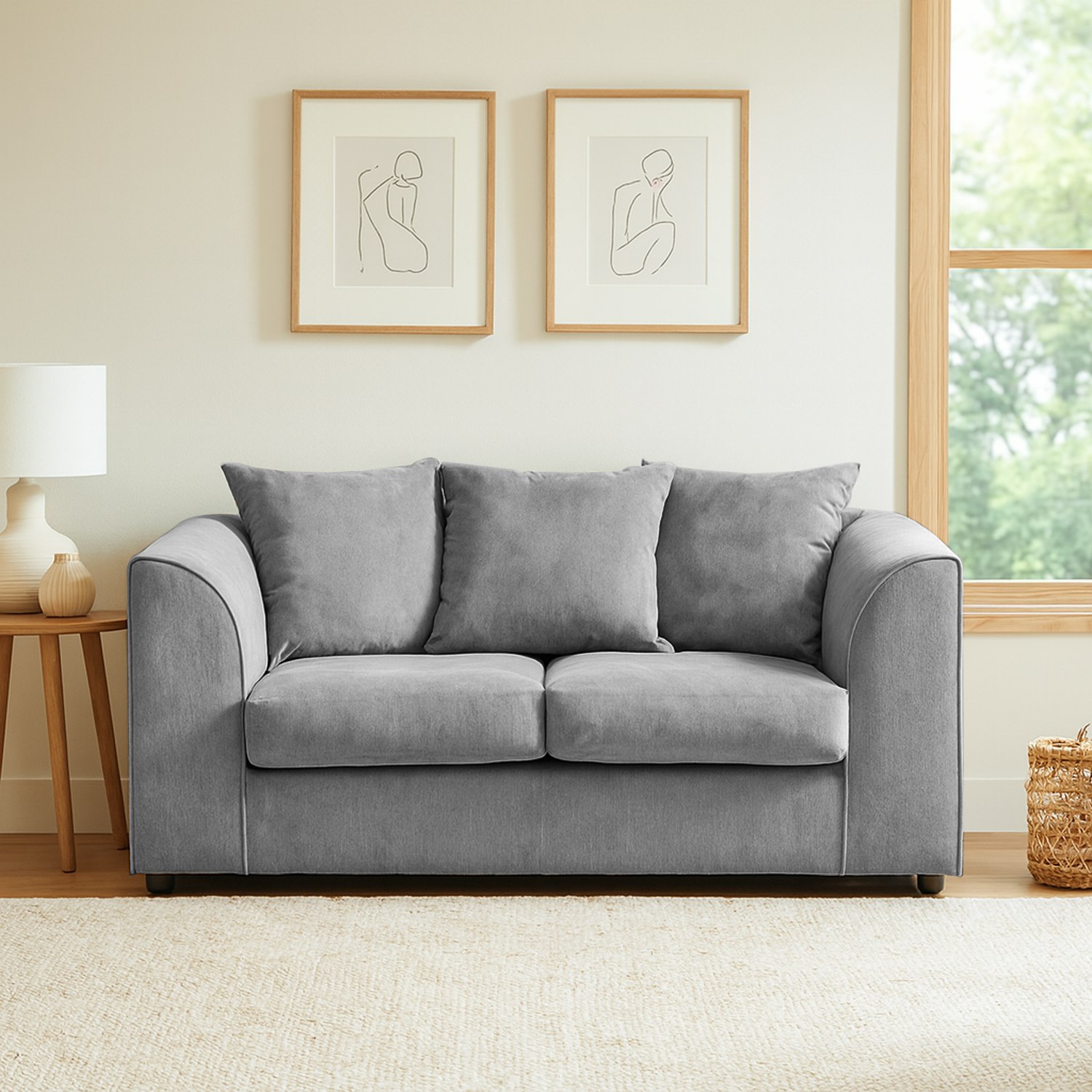 Rackhams Grey Casper Chenille Fabric 2 Seater Sofa