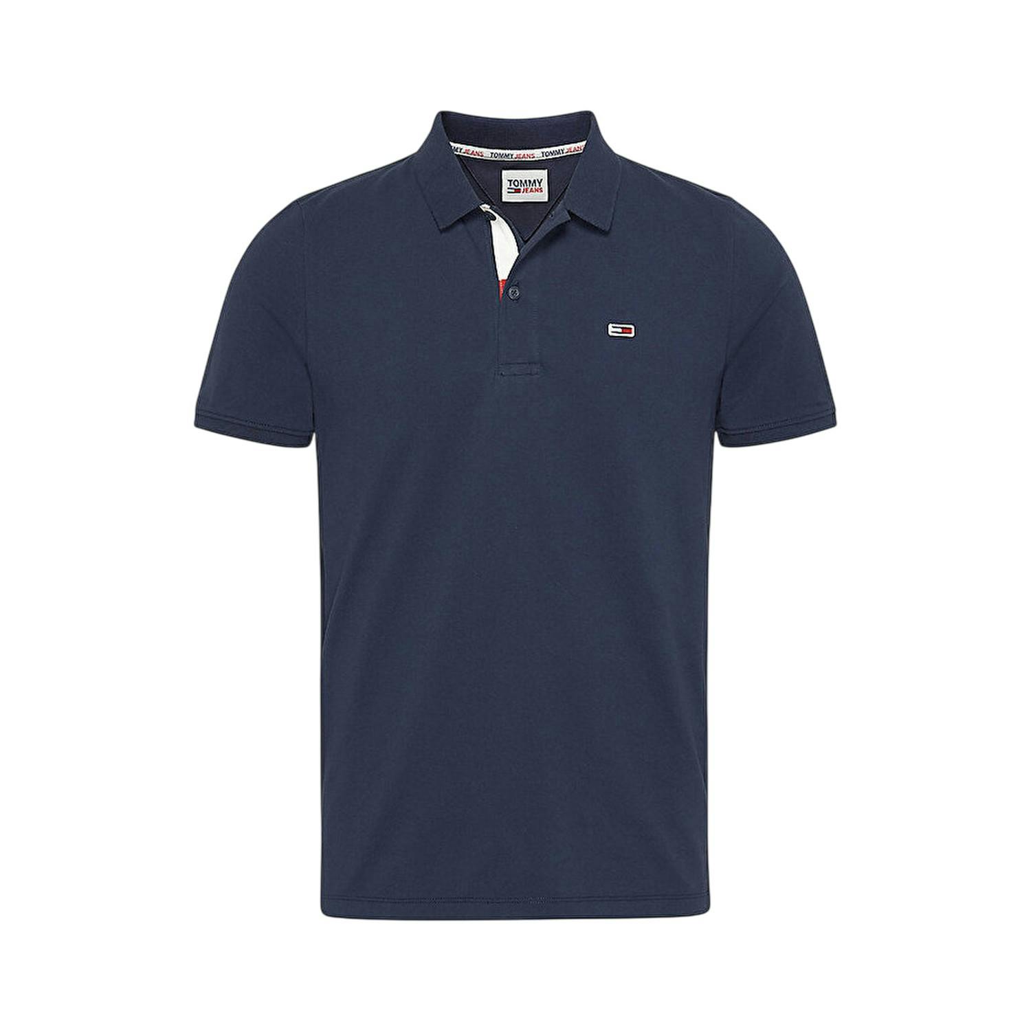 Tommy Jeans Men's Collared Slim Polo Shirt - Navy - M - Navy - 100% Mixed