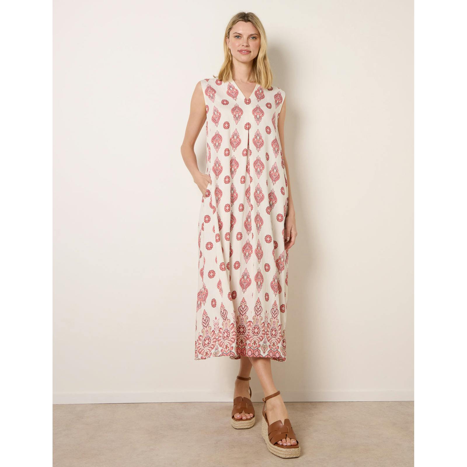 Blue Vanilla Floral Print A Line Dress - M-L - Wine