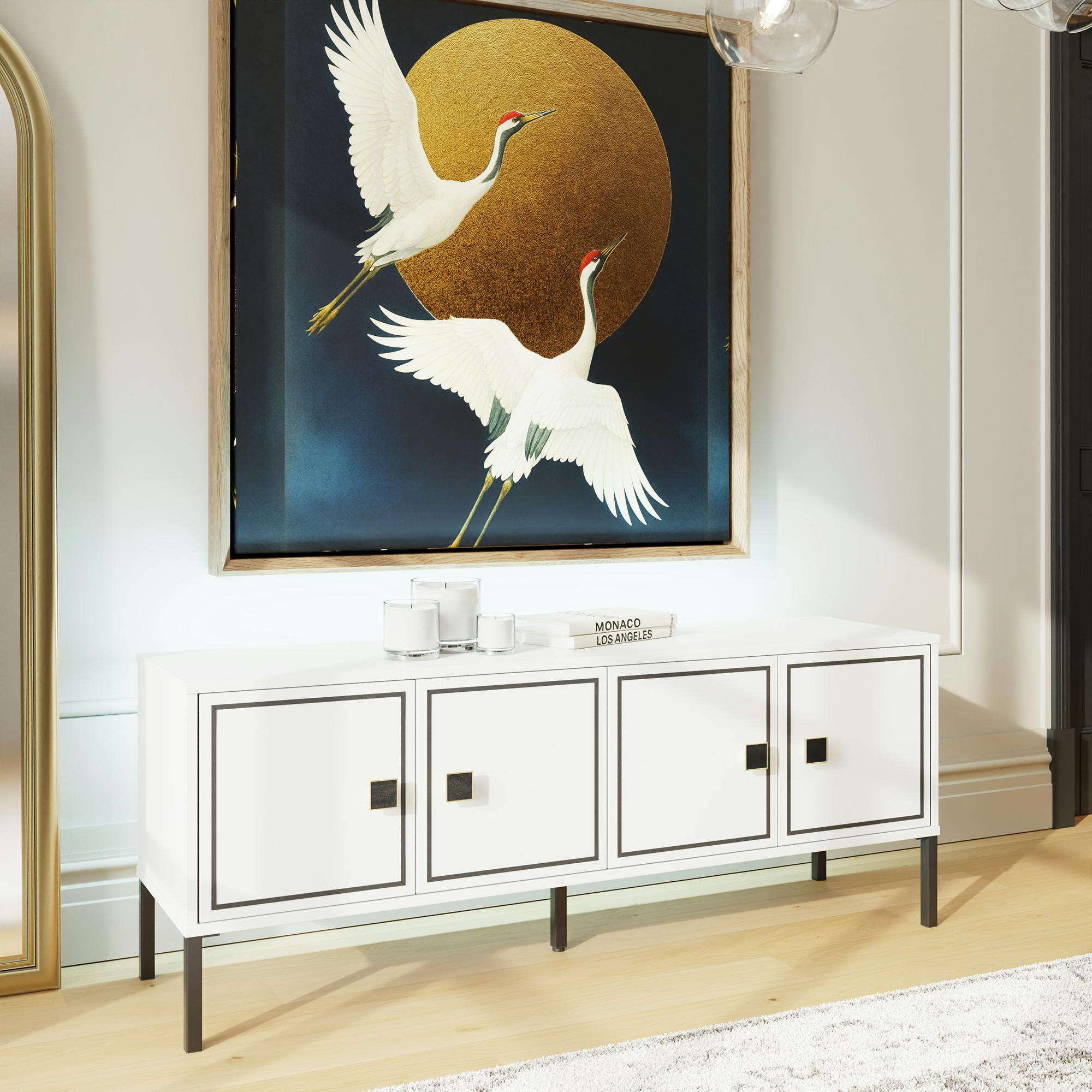 Rackhams White/Black Mia Large Tv Cabinet