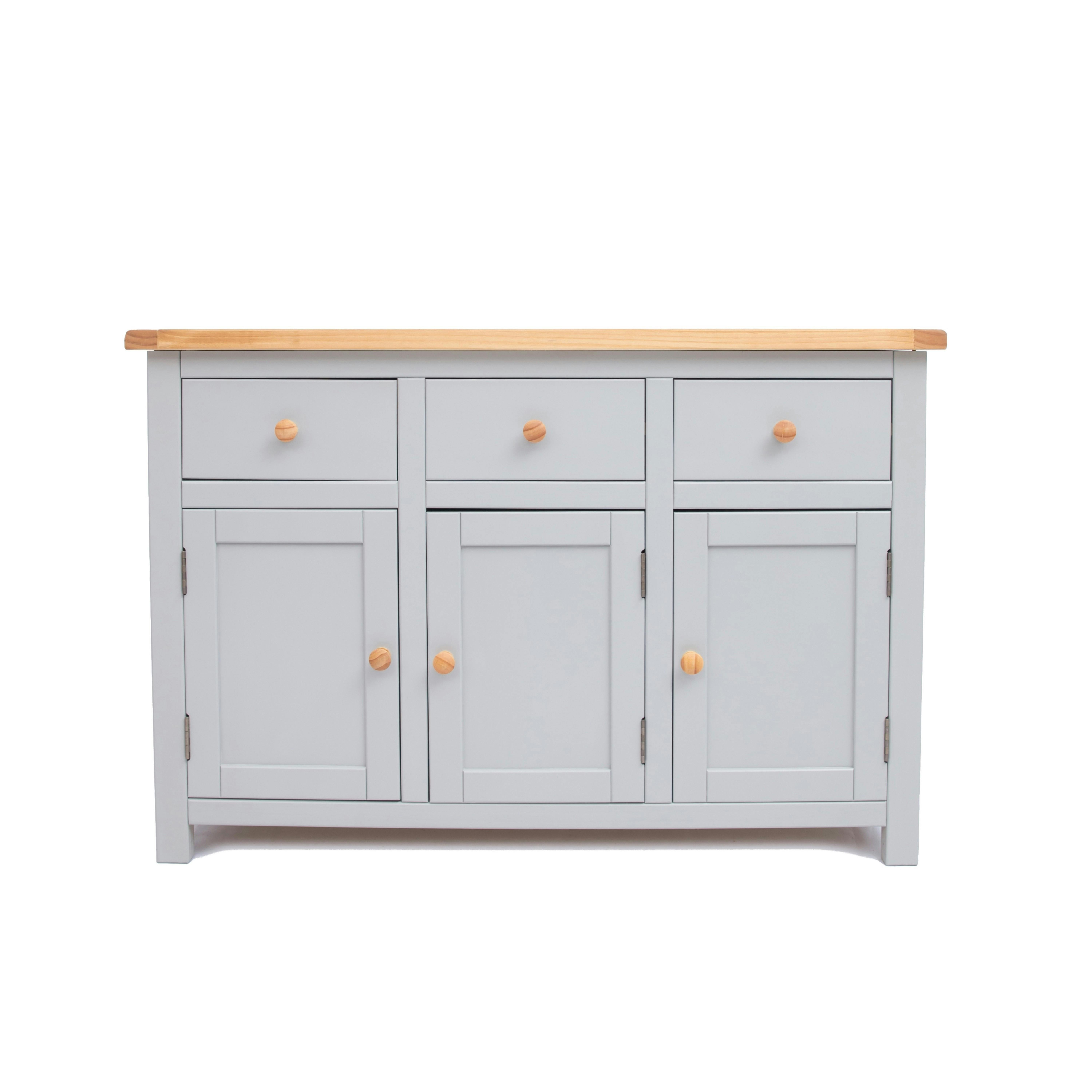 Rackhams Light/Grey Argenta 3 Drawer 3 Door Sideboard Wood Knob