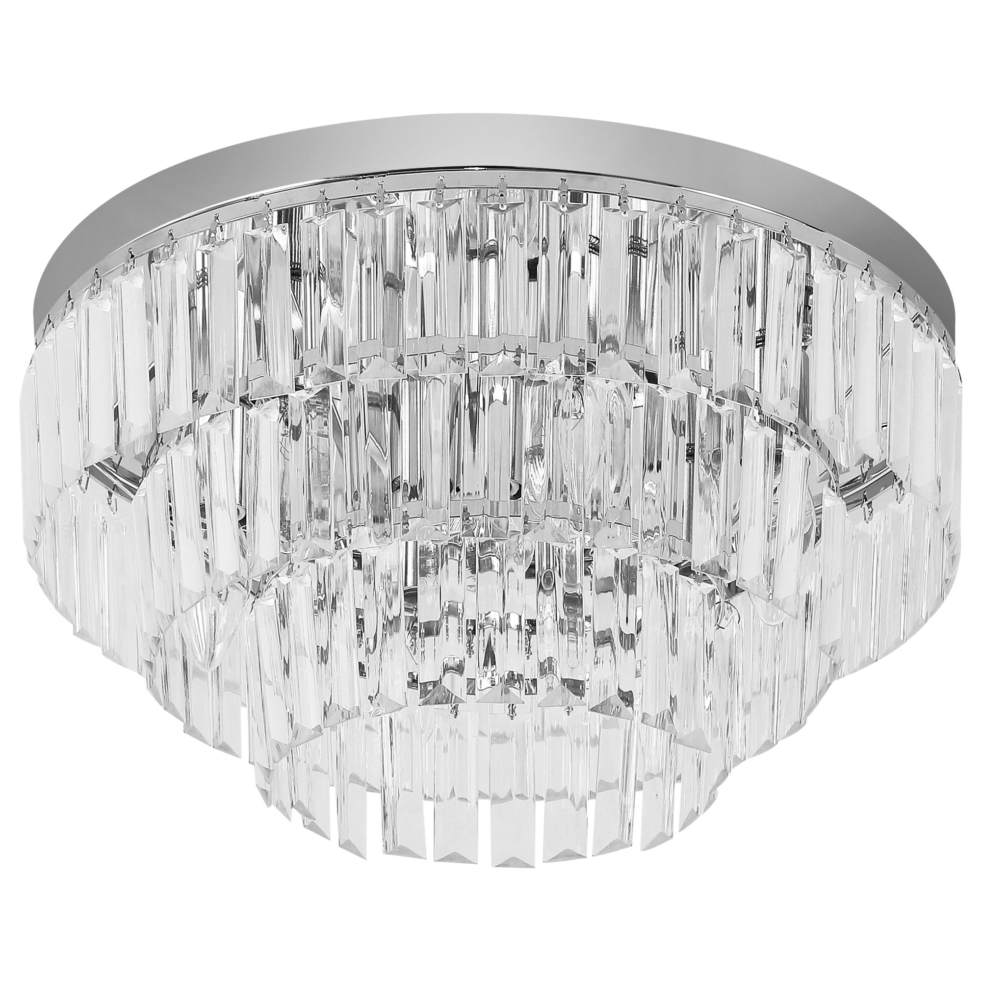 Rackhams Silver Crystal Chandelier Flush Mount Ceilings Lighting Fixture For Living Room Size 40