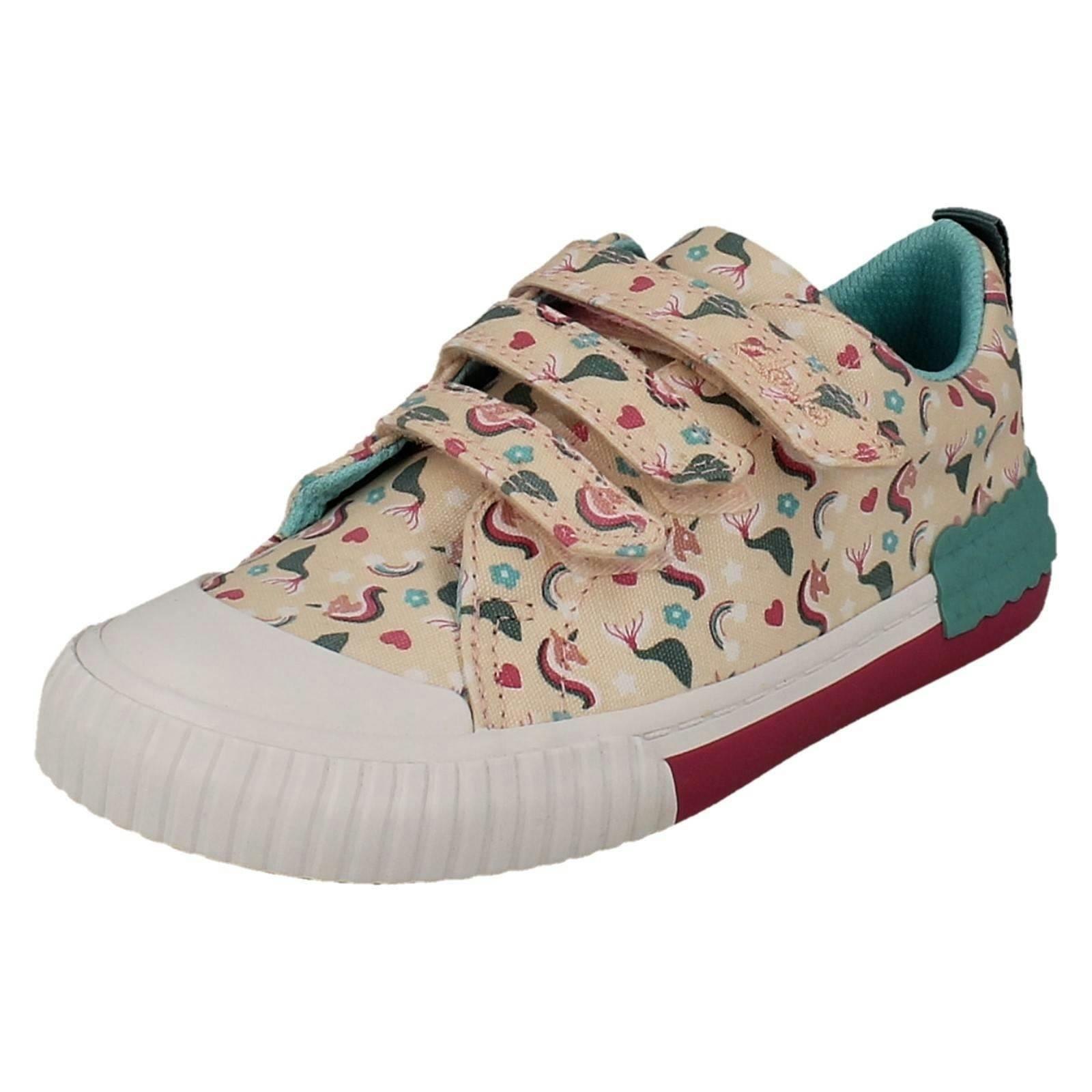 Clarks Girls Pink Canvas Shoes Foxing Myth - Multi - Uk 12.5 Child - F
