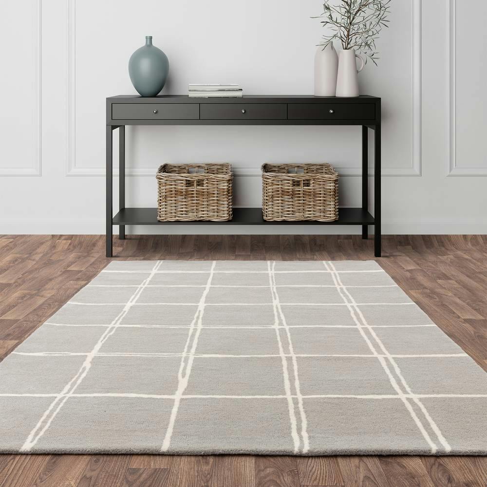 Asiatic Silver Albany Grid Rug - 120X170cm