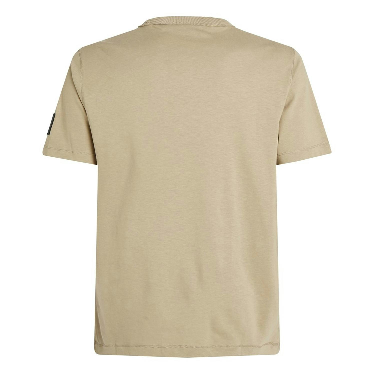 Calvin Klein Men's Badge Crew Neck Regular T-Shirt - Khaki - Xxl - Khaki - 100% Cotton