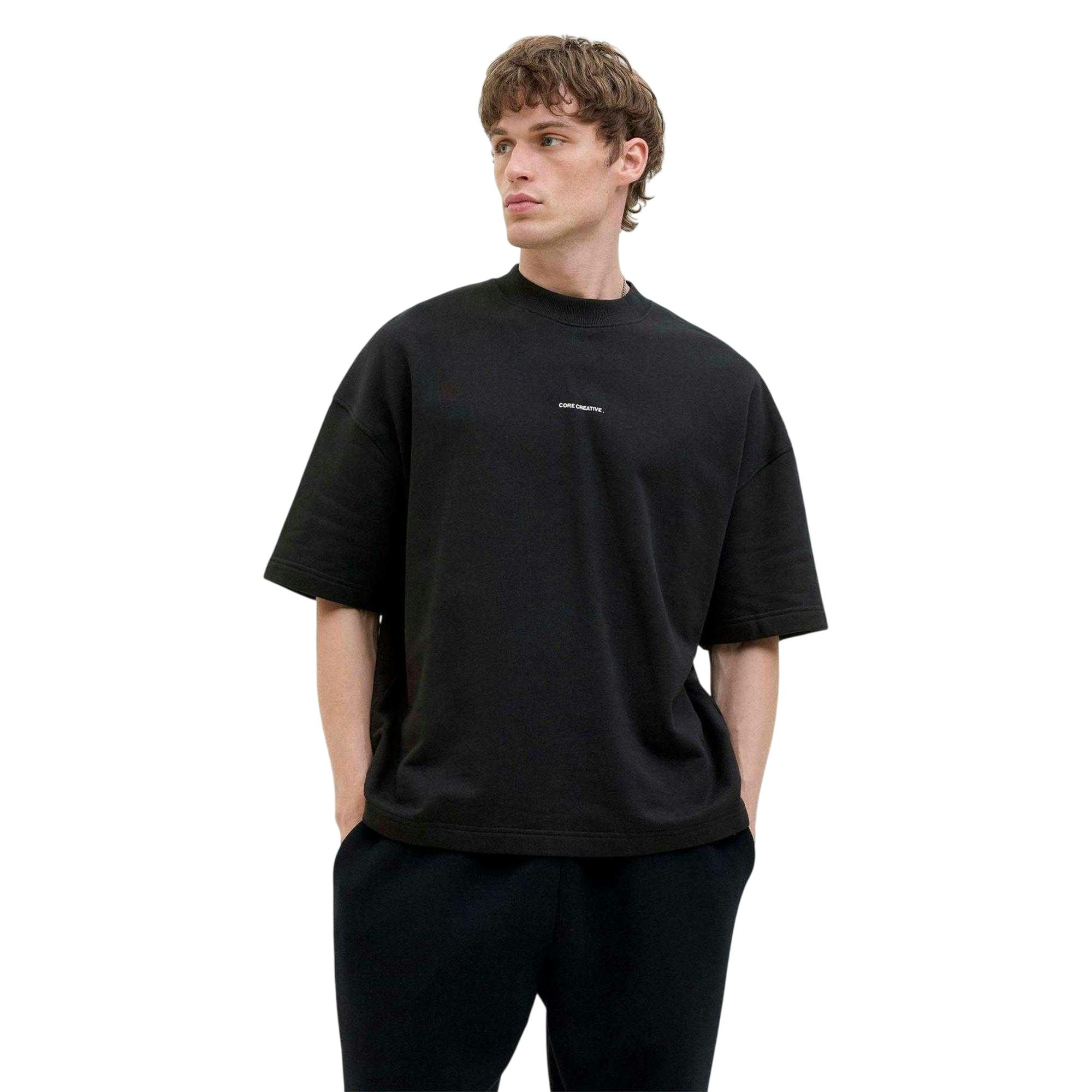 Jack And Jones Men's Black Logo Crew Neck Sweatshirt - Xl - 100% Cotton