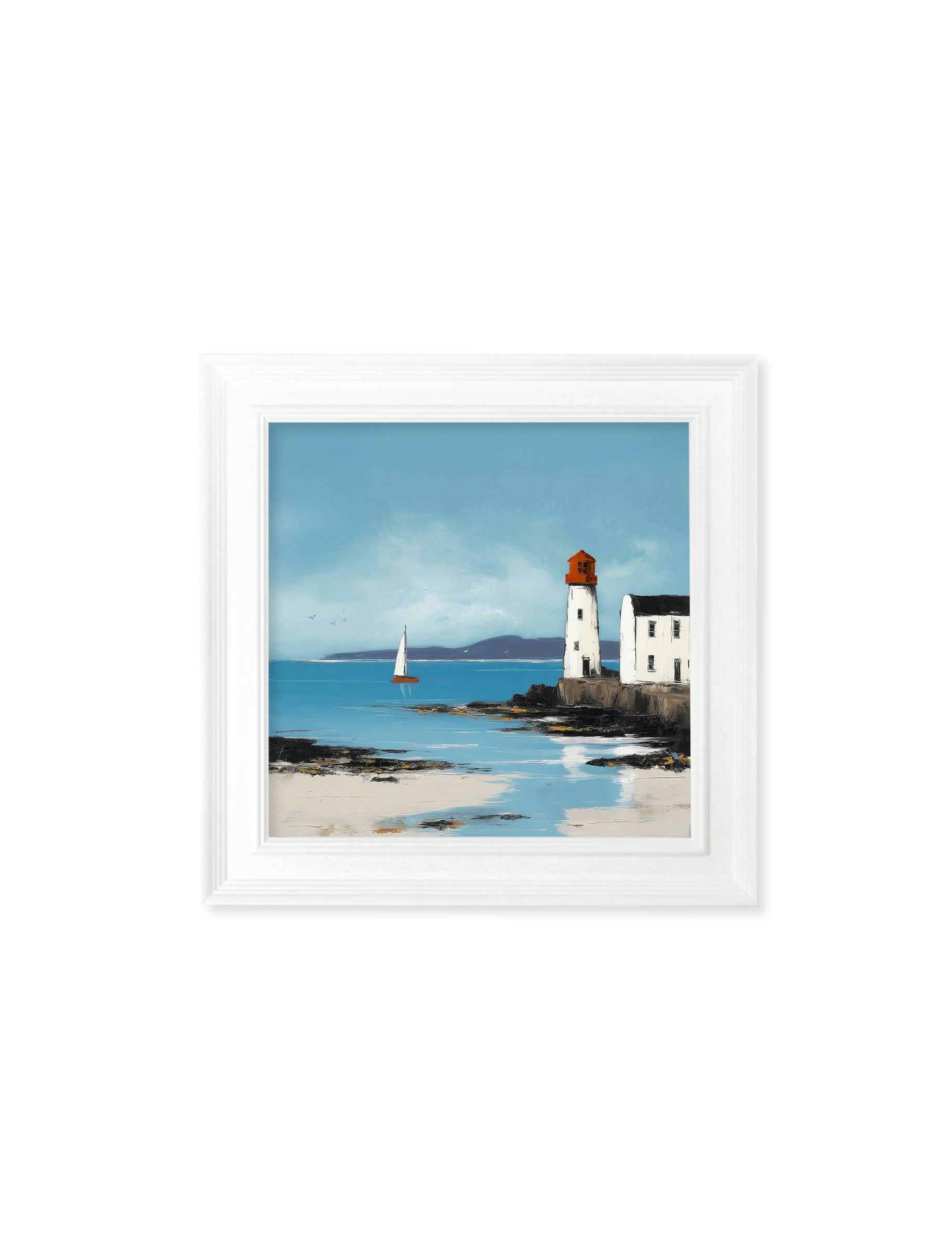 Rackhams White The Coastal Lighthouse - Strong Hurstwood Square Frame - The Coastal Lighthouse - 44 X 44 Cm