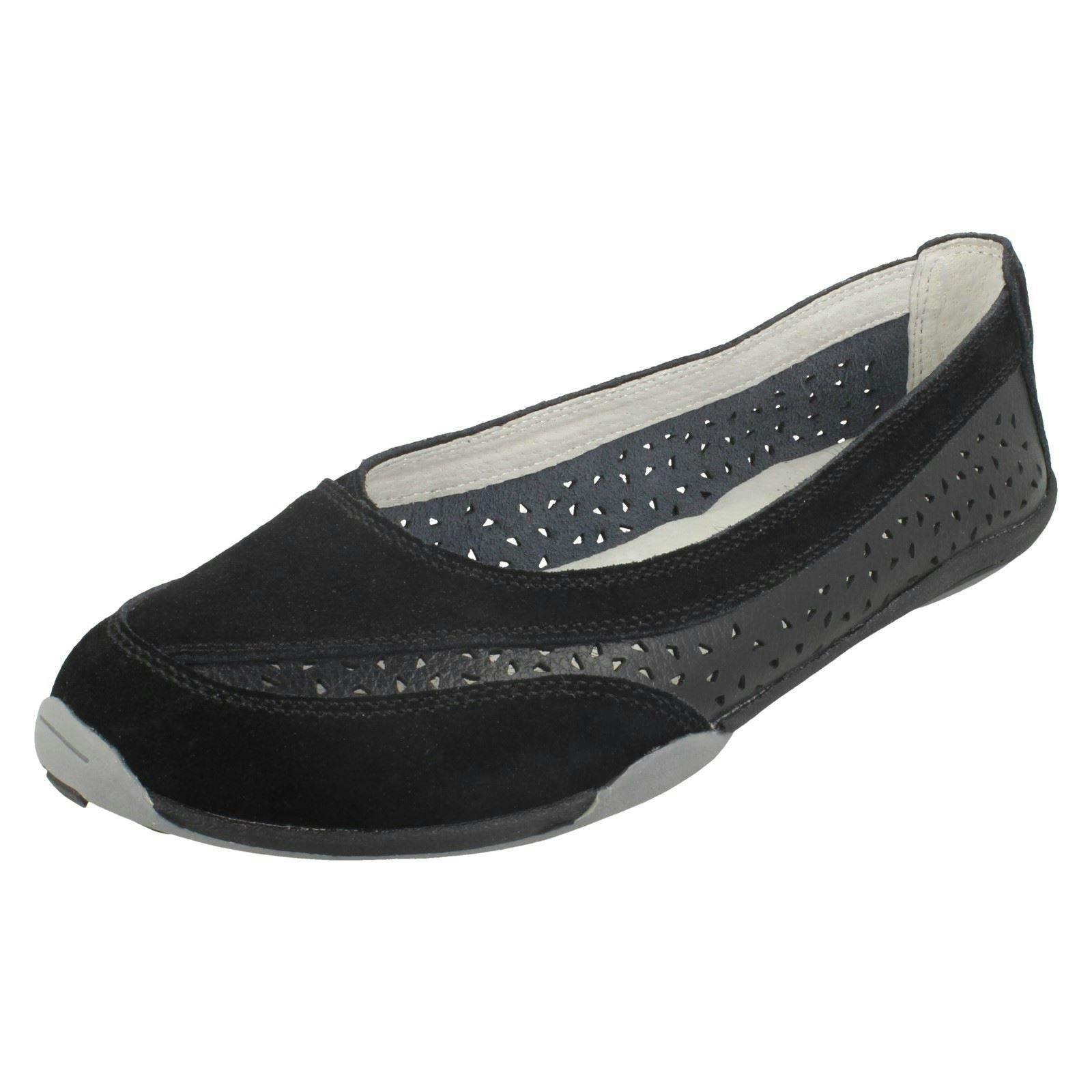 Down To Earth Women's Black Suede Leather Ballerinas F80448 - Uk 5