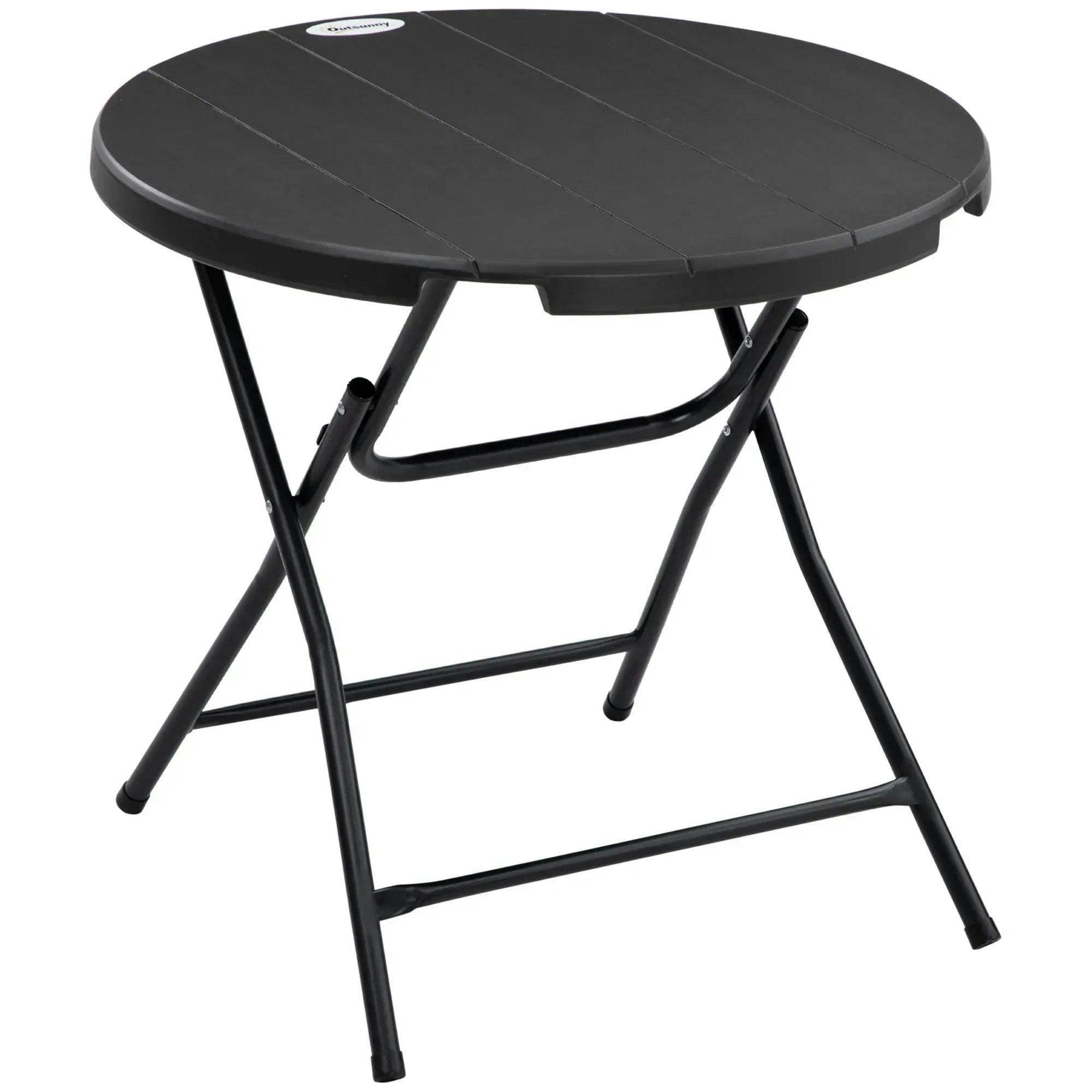 Outsunny Unisex Dark Grey Round Garden Dining Table For 4, Foldable Outdoor Table For Garden In - Image 5