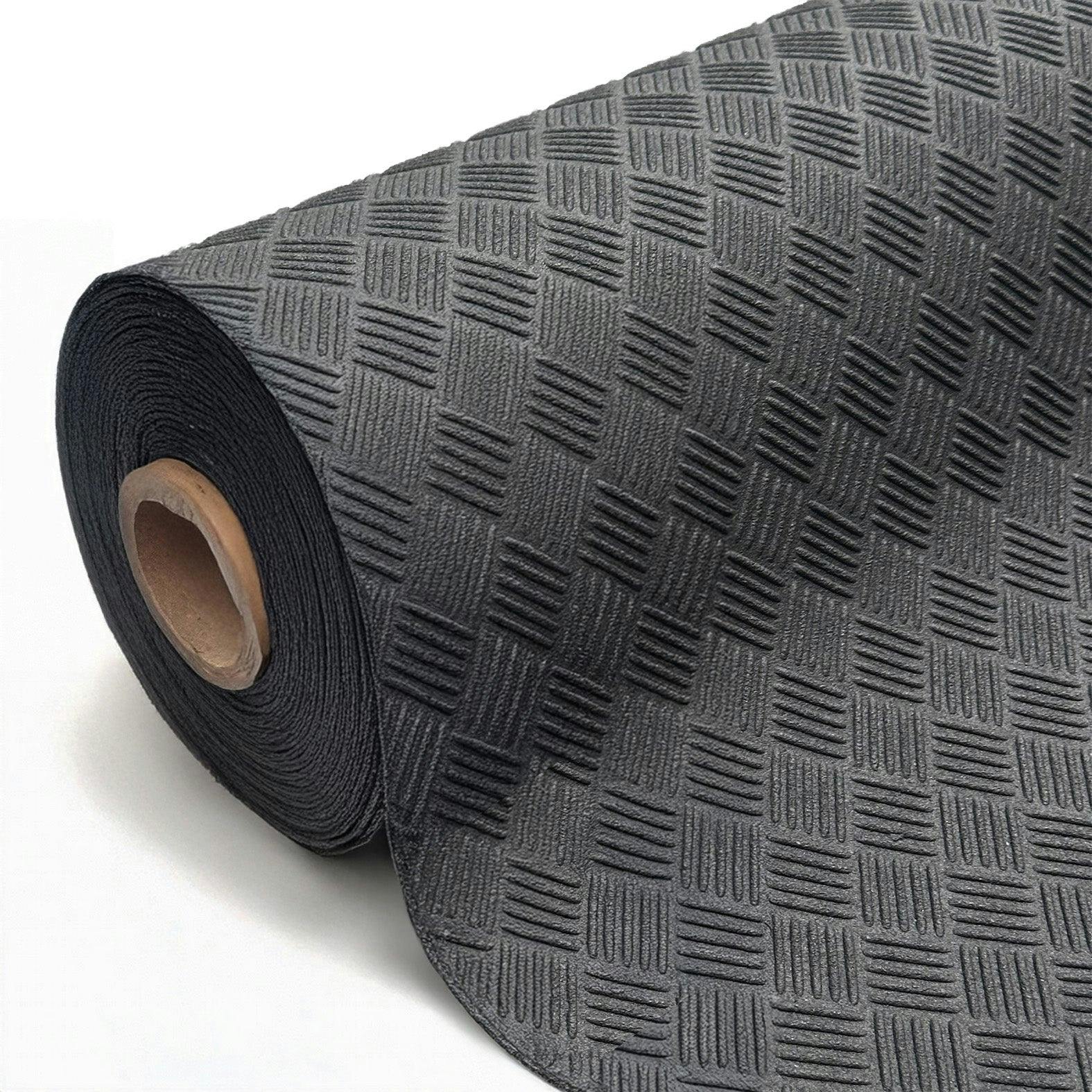 Nicoman Non-Slip Recycled Rubber Flooring Rolls - Deckplate Pattern - Length 10M - Width 1.2M