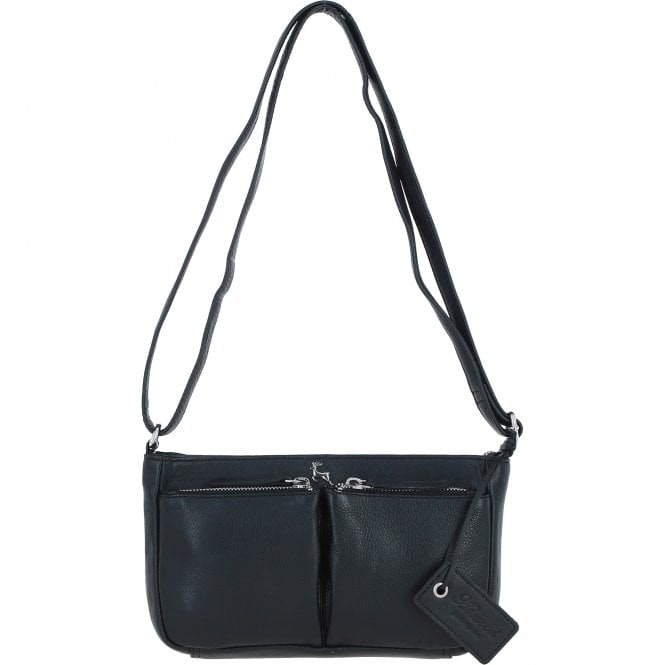 Ashwood Black Real Leather Crossbody Bag: Iverness - Leather