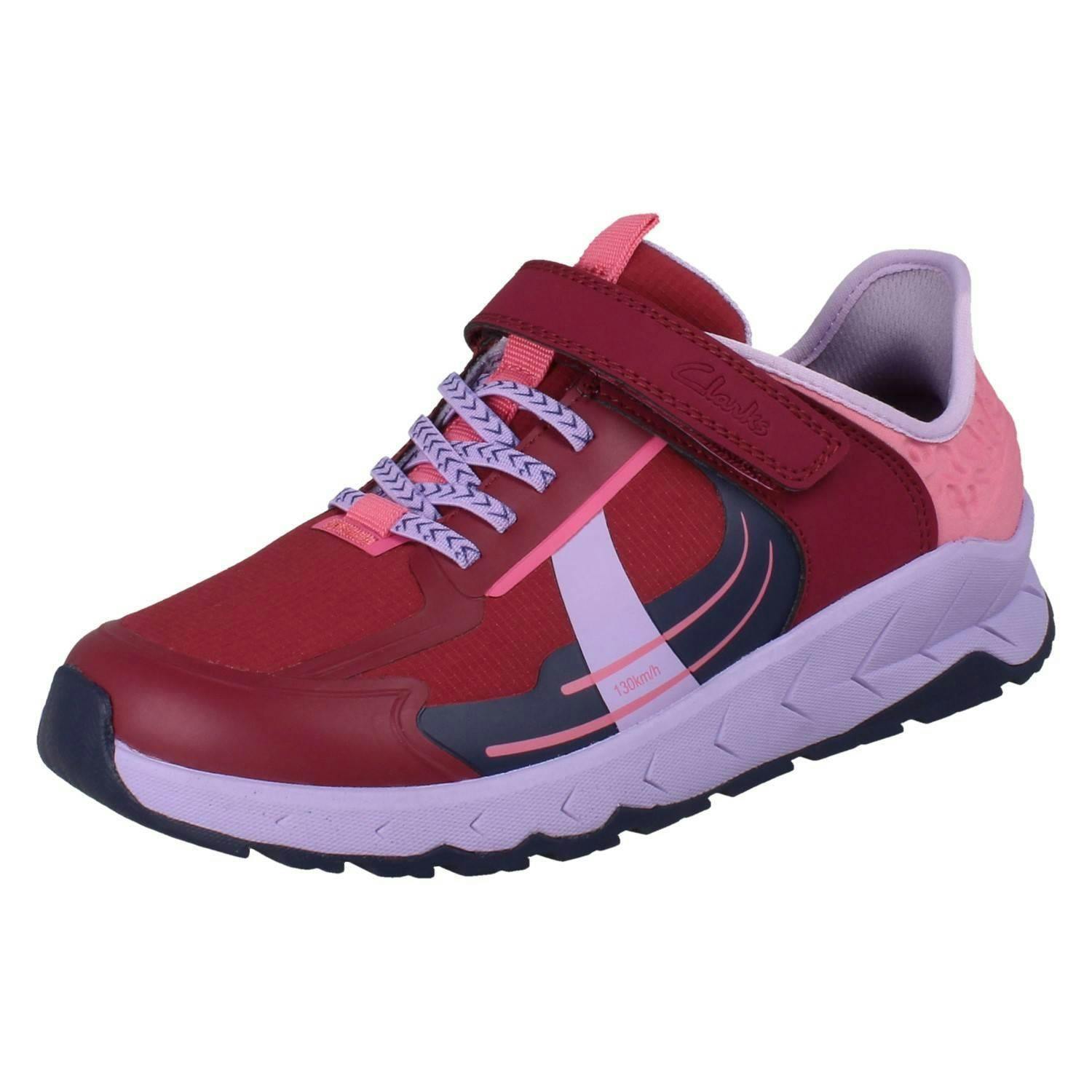 Clarks Light Kids Playprints Colour-Pop Cheetah Sporty Trainers Selva Lane - Berry Combination - Uk 12.5 Child - F