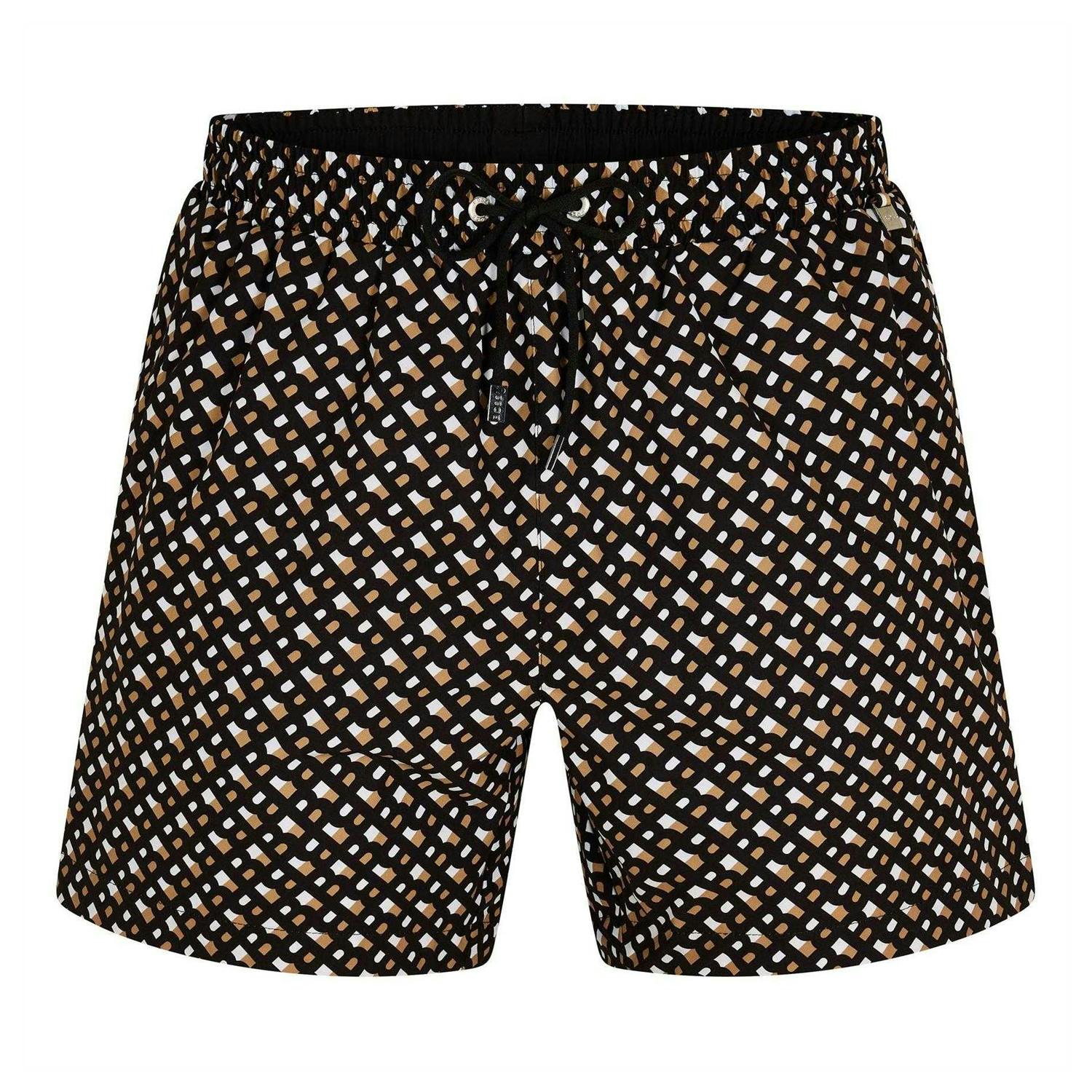 Boss Men's Black Monogram Swim Shorts - S - 100% Polyester