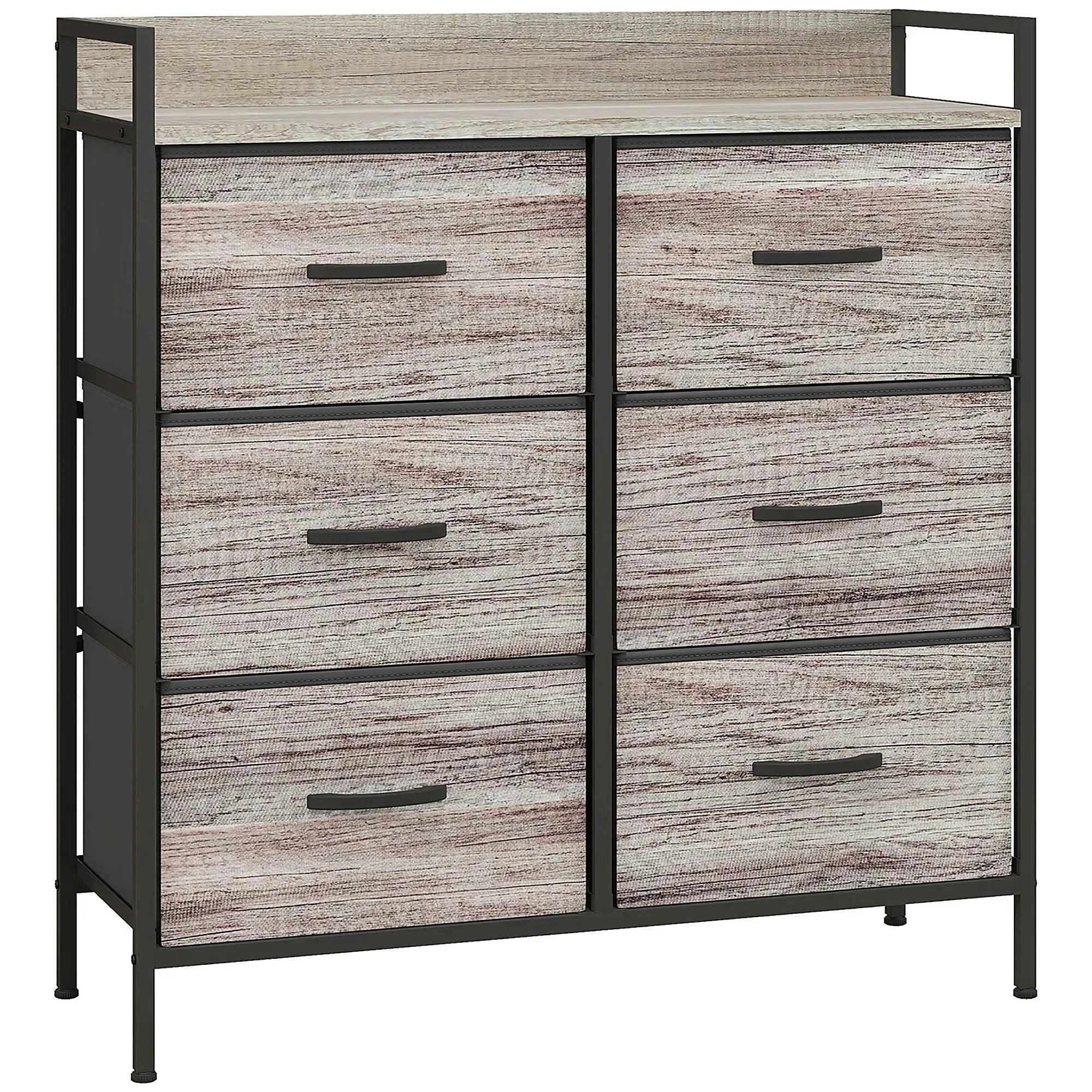 HOMCOM Bedroom Chest of Drawers 6 Drawer Dresser w/ Shelf, Grey Wood Effect - Image 6