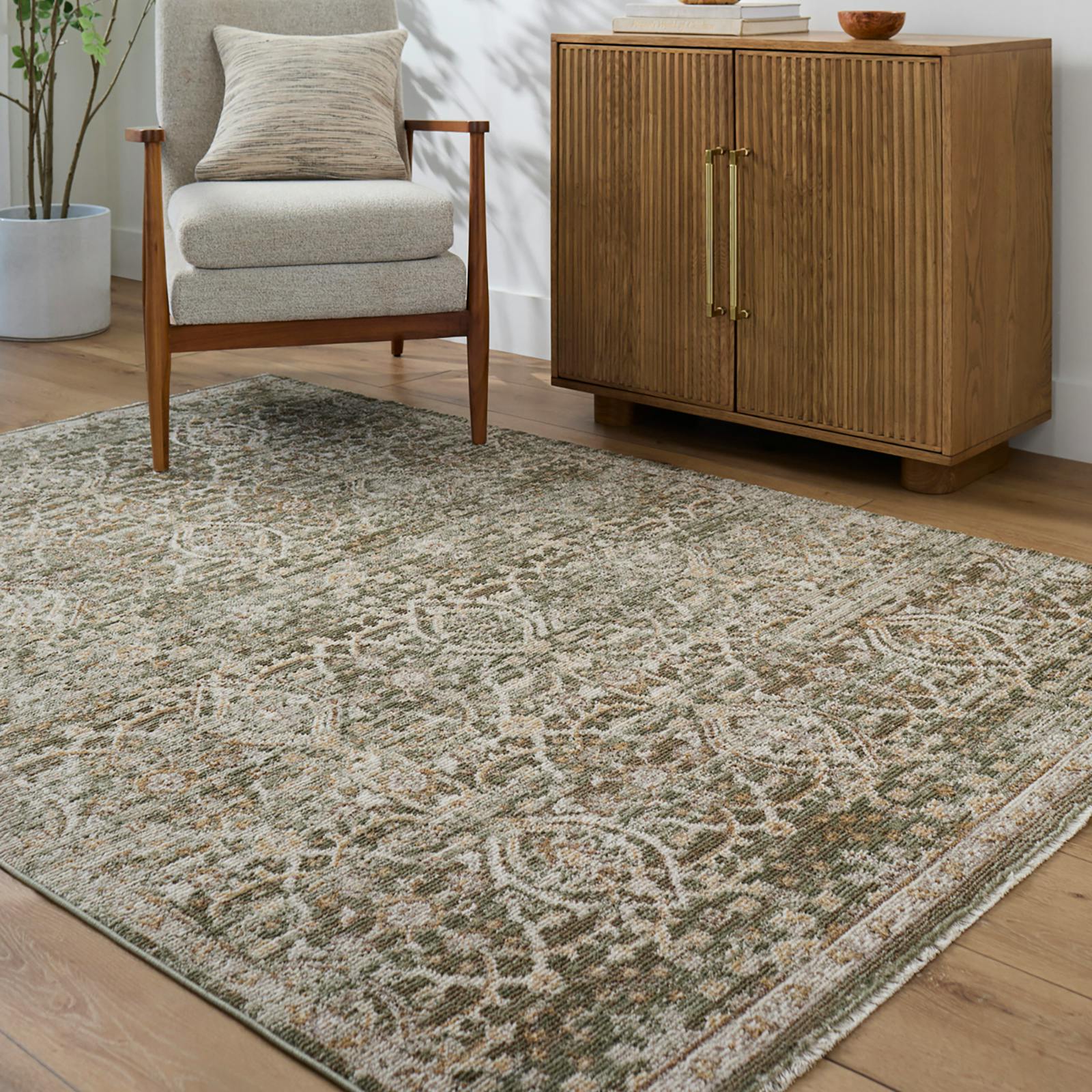 Livabliss Brown/Green/Grey Galey Alix Myrtle Avenue-Vintage Traditional Boho Fringe Rug - 200 X 275 Cm