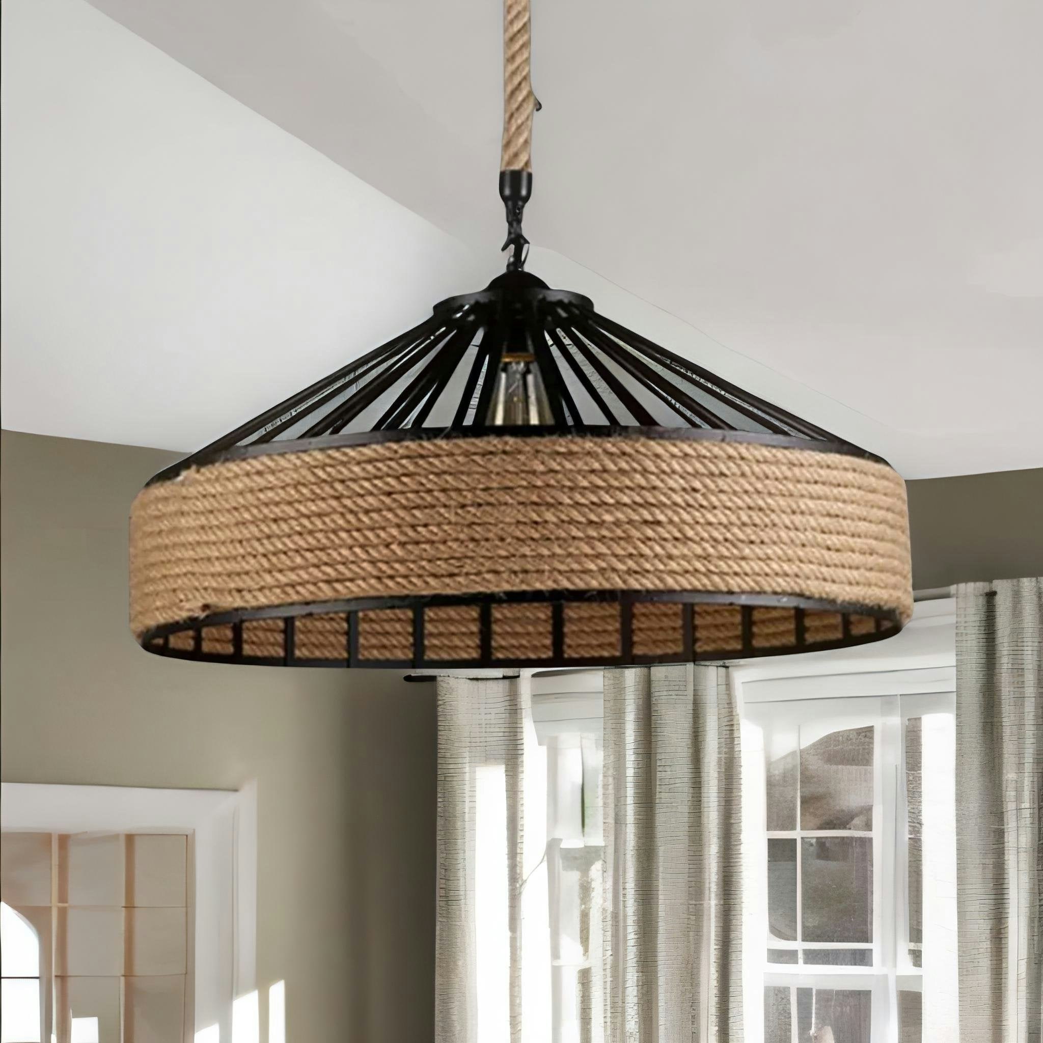 Rackhams Light/Brown Rustic Hemp Rope Ceiling Pendant Shade