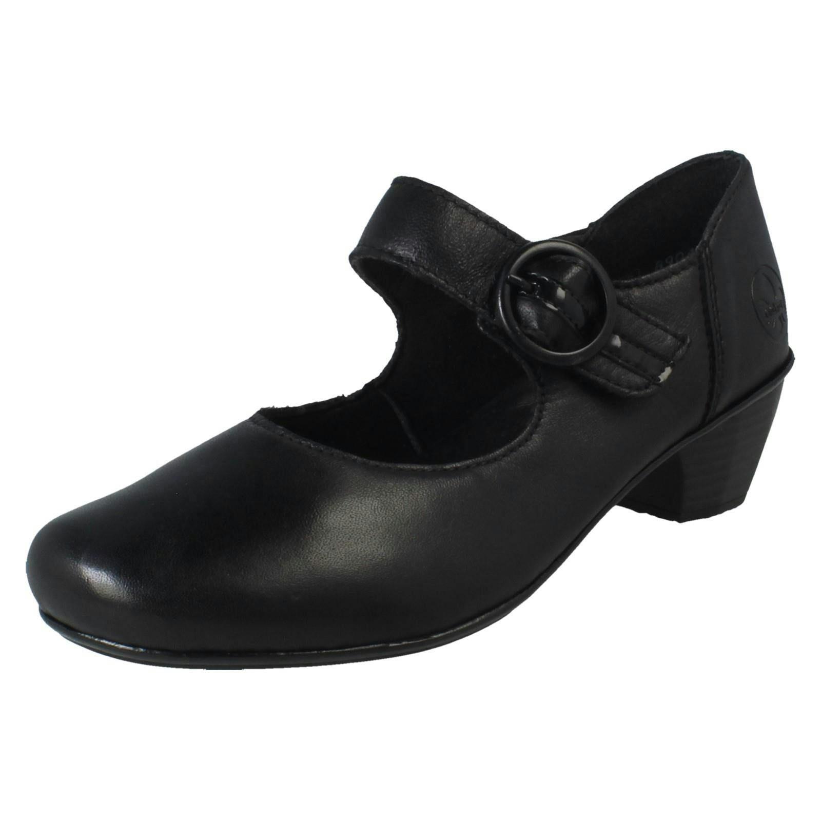 Rieker Women's Black Buckle Detailed Hook And Loop Smart Heels 41756 - Uk 8