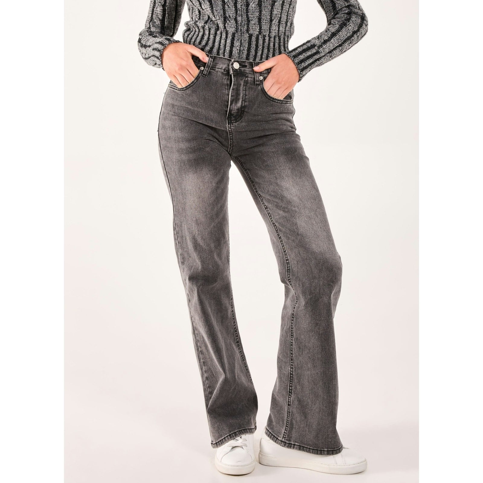 Pink Vanilla Pink/Black Vanilla Washed Relaxed Fit High Waist Jeans - Uk 6