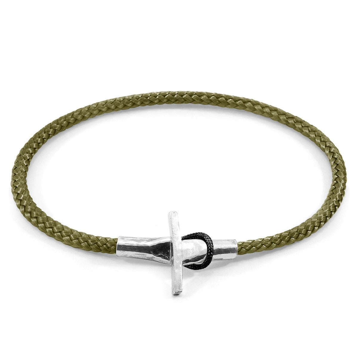 Anchor & Crew Green/Silver Khaki Cambridge And Rope Bracelet - M - 21Cm (Most Popular)