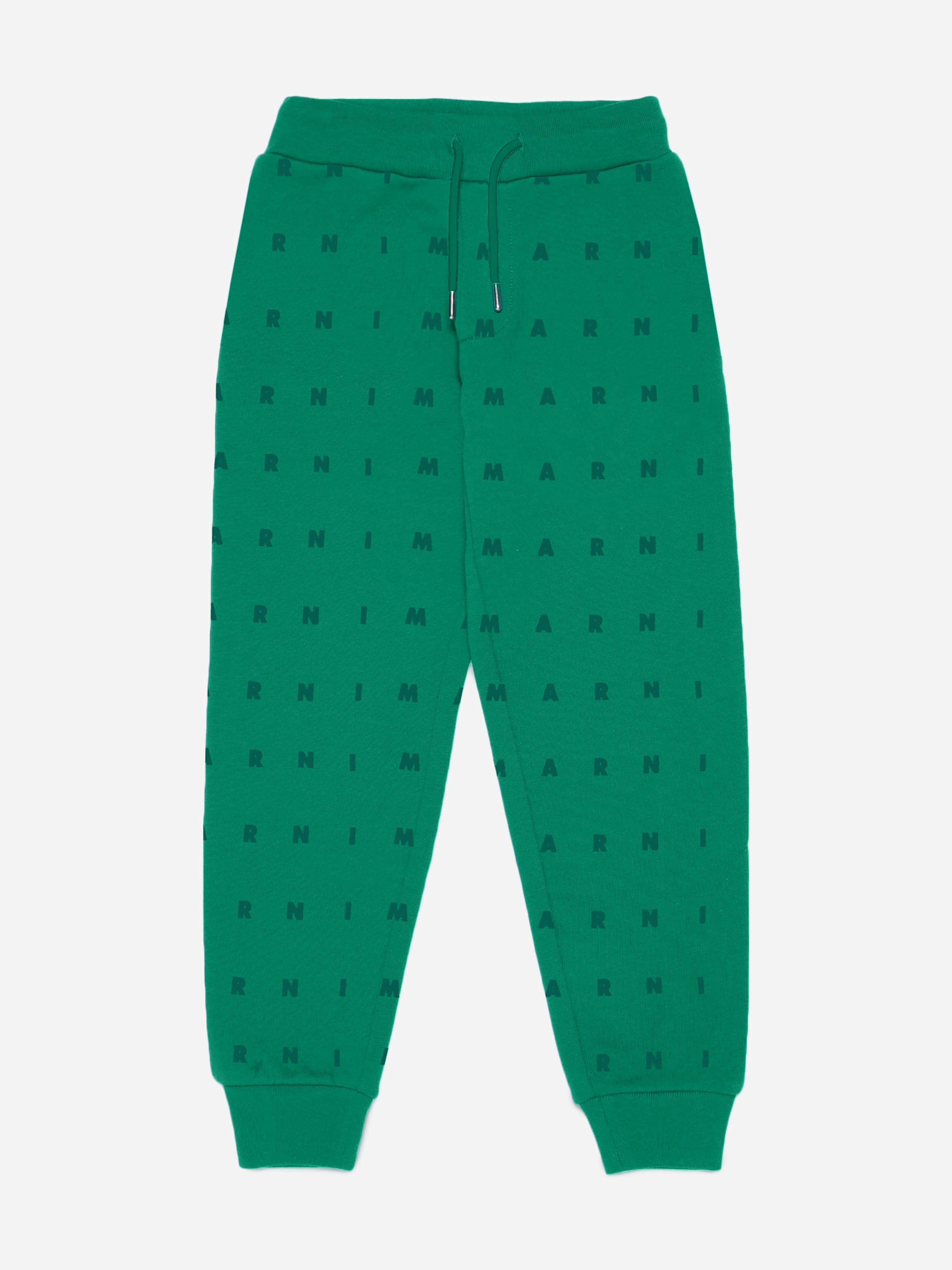 Marni Kids Unisex Kids Green Logo Joggers In - 8 Yrs