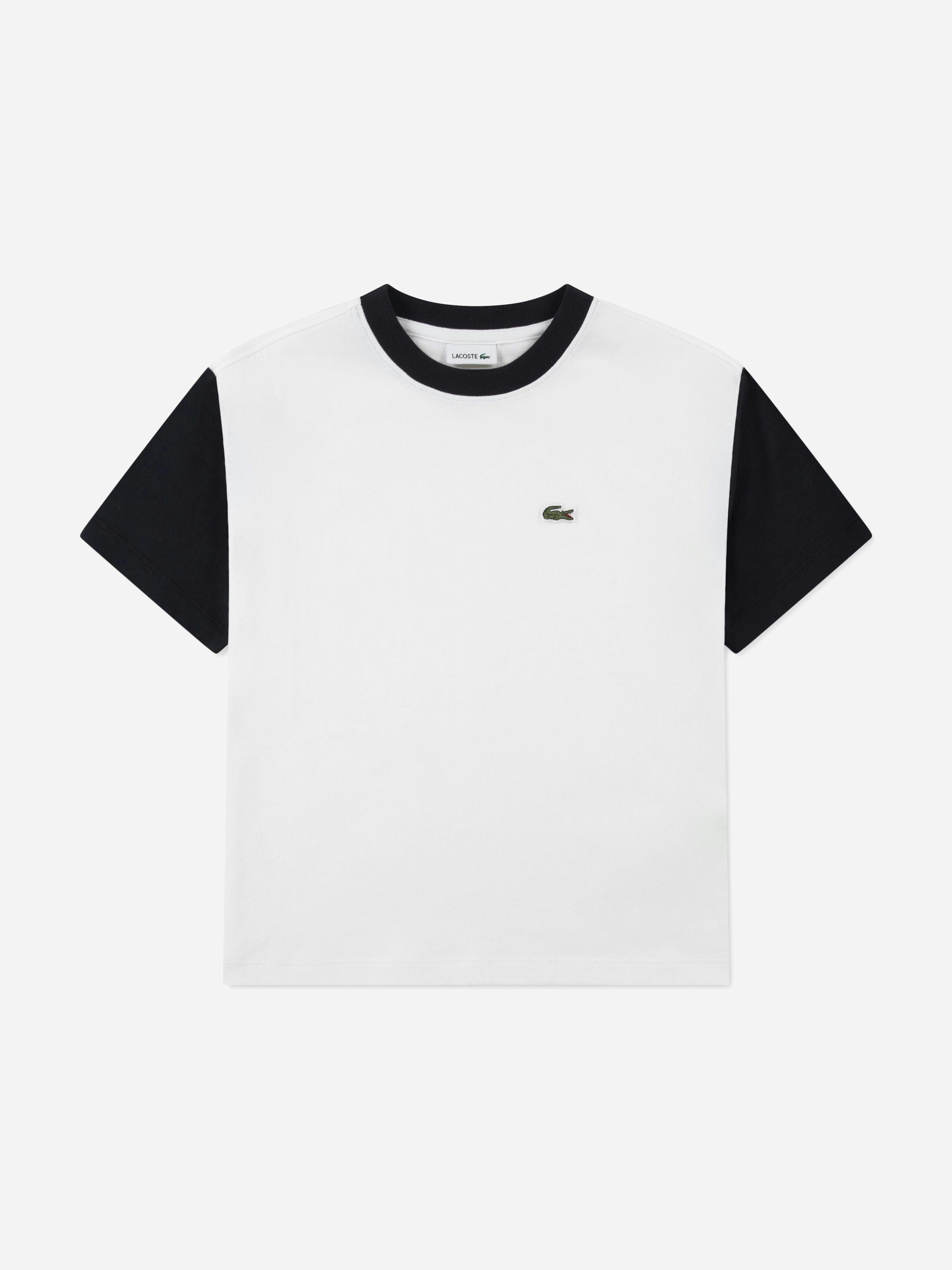 Lacoste Kids Boys Ivory Lacoste Colourblock Relaxed T-Shirt In - 16 Yrs