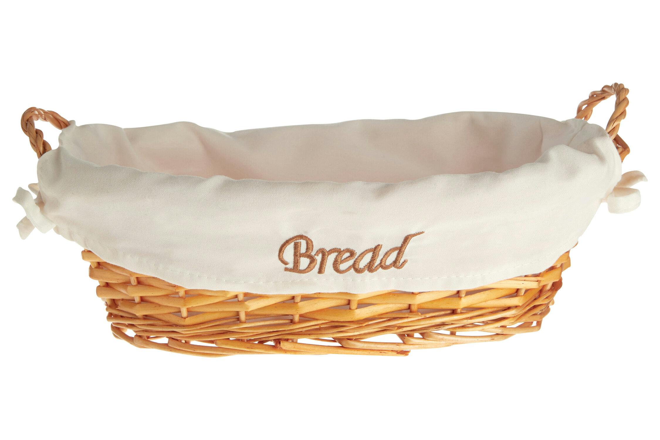 Essentials By Premier Cream Willow Small Oblong Wicker Bread Basket With Inner