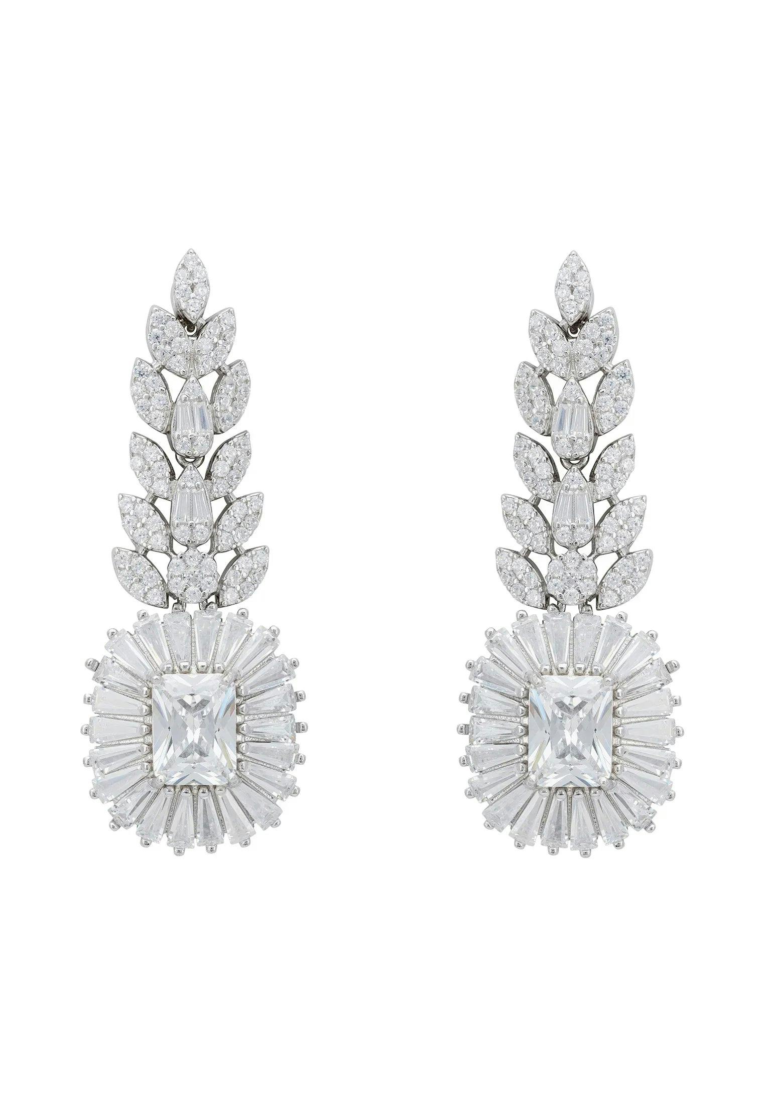 Latelita Silver Countess Gemstone Drop Earrings Moissanite