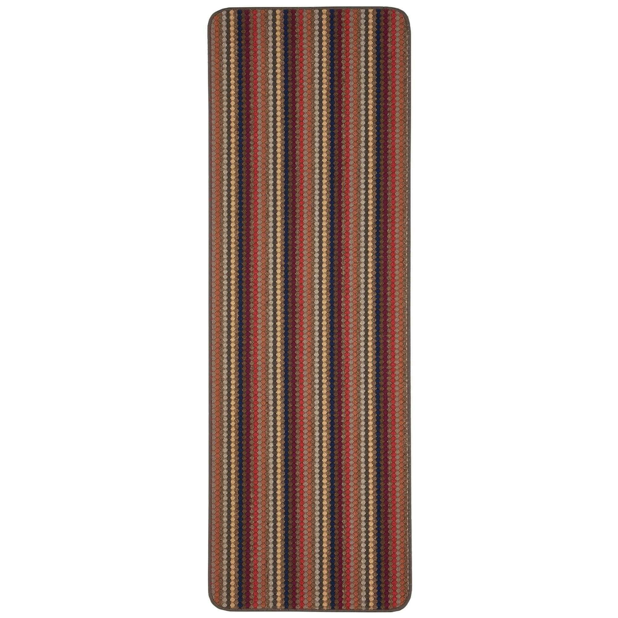 Rackhams Brown Washable Stripe Mats - 67X200 Cm