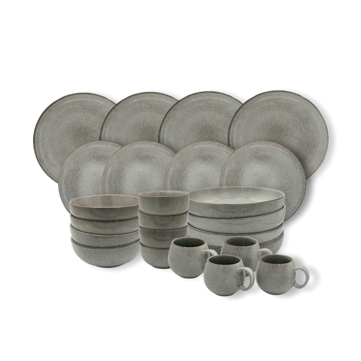 Rackhams Grey 24 Piece Nordic Stoneware Dinner Set |