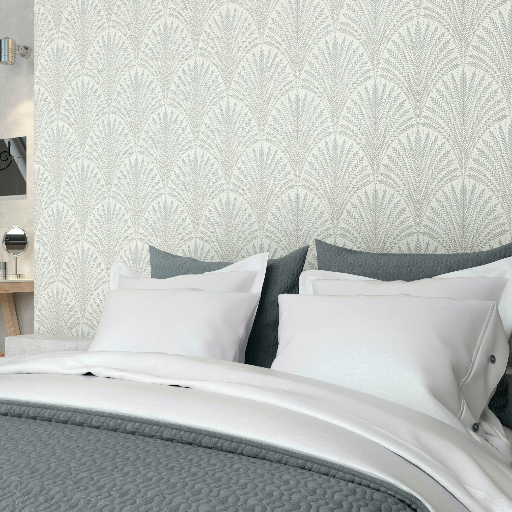 Hoopla Walls Grey Leaf Fan - 10M Wallpaper