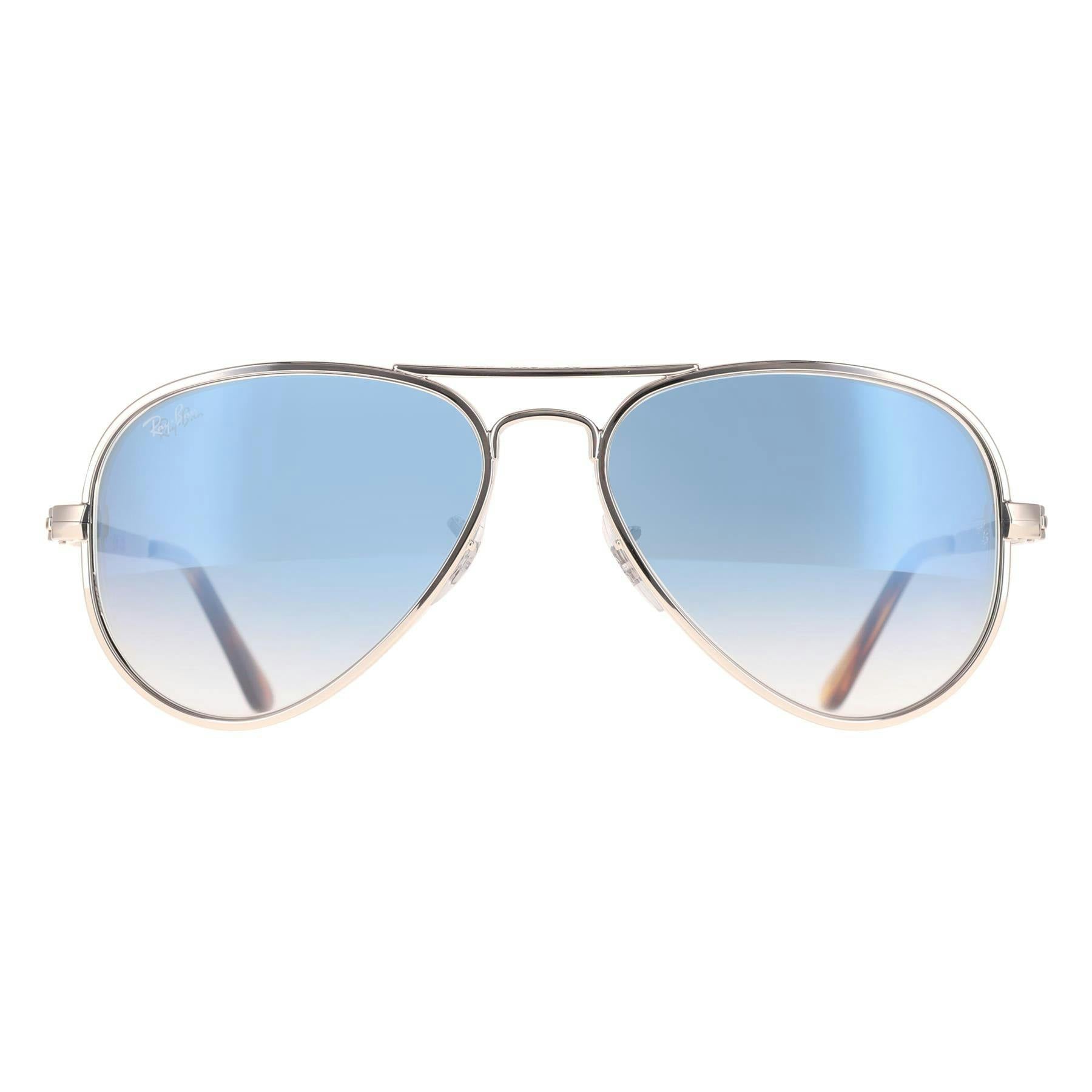 Ray-Ban Unisex Sunglass AVIATOR MAX - Frame color: Silver, Lens color: Clear Gradient Blue - Image 11