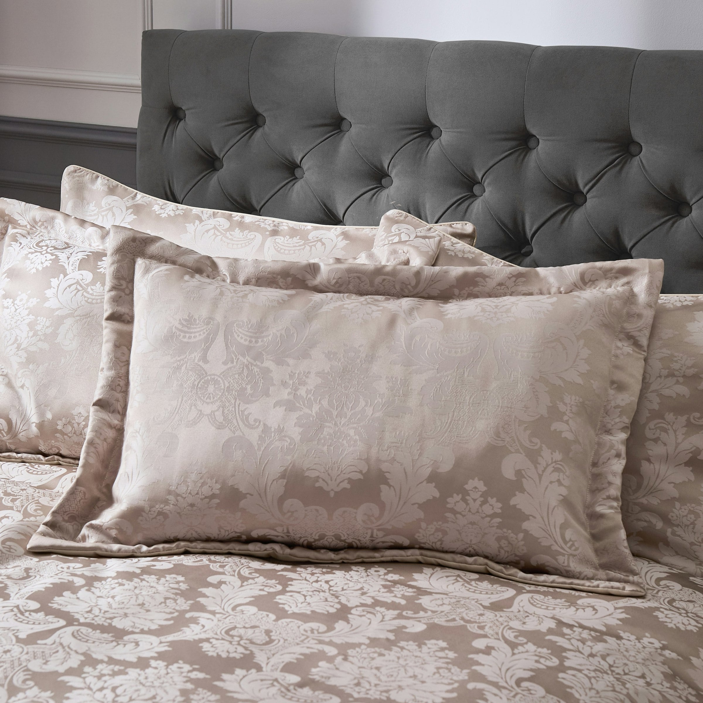 Catherine Lansfield Unisex Gold 'Damask Jacquard' Pillowsham Pair In - Image 5